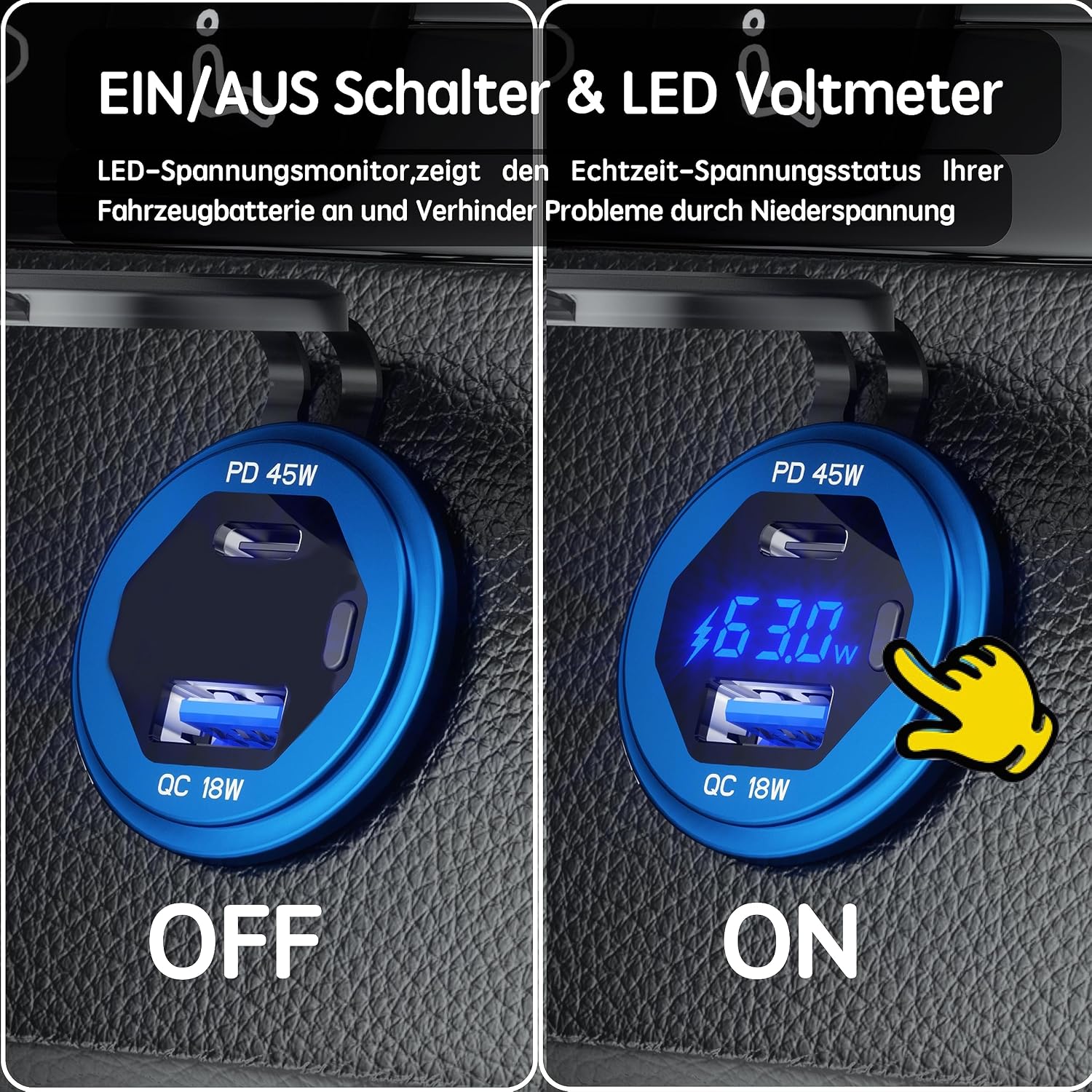 Detalle 2 de 45W USB C KFZ Steckdose 12V
