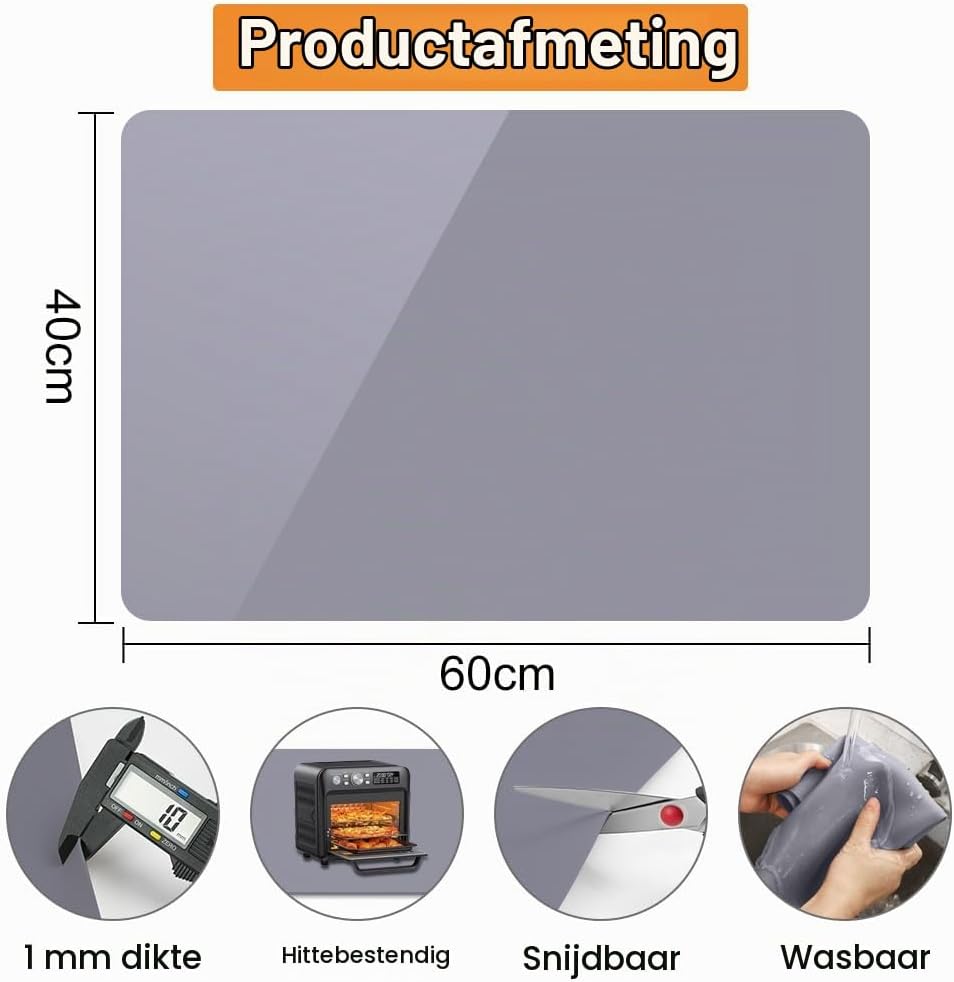 Thumbnail 1 de AUAUY siliconen bakmat 60 x 40 cm, antislip en donkergrijs