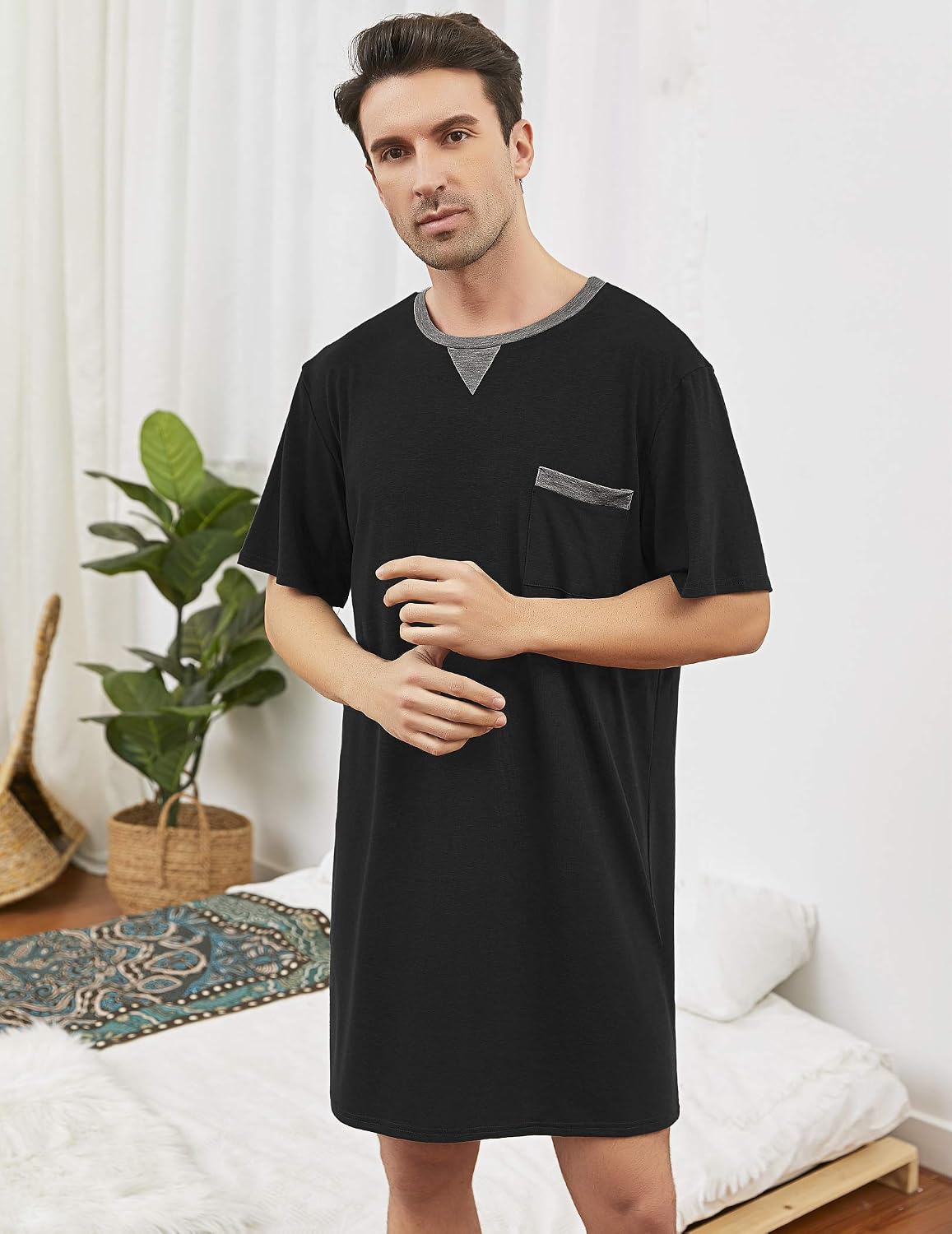 Detalle 2 de Enjoyoself Pyjama Nachthemd Herren aus Baumwolle