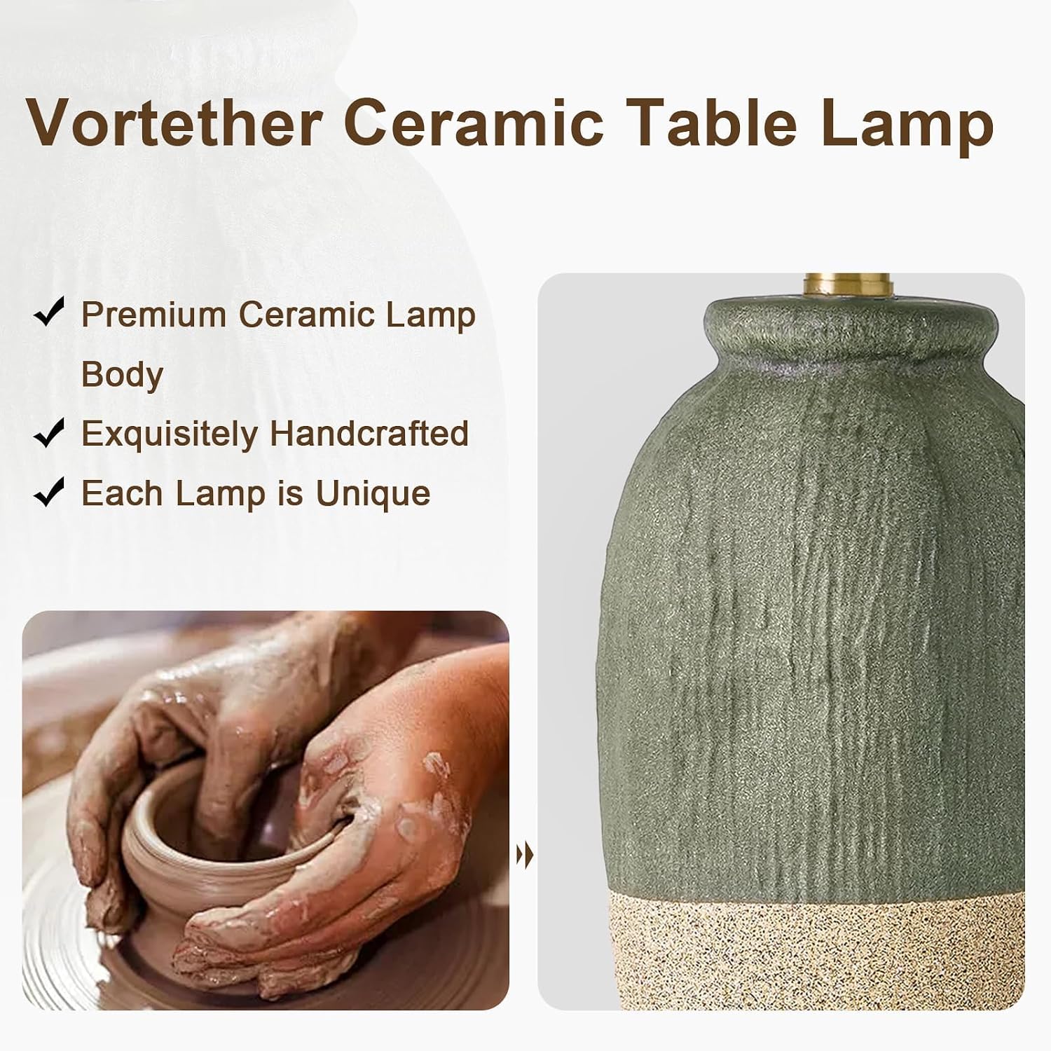 Detalle de Vortether Ceramic Table Lamp 22.5-inch