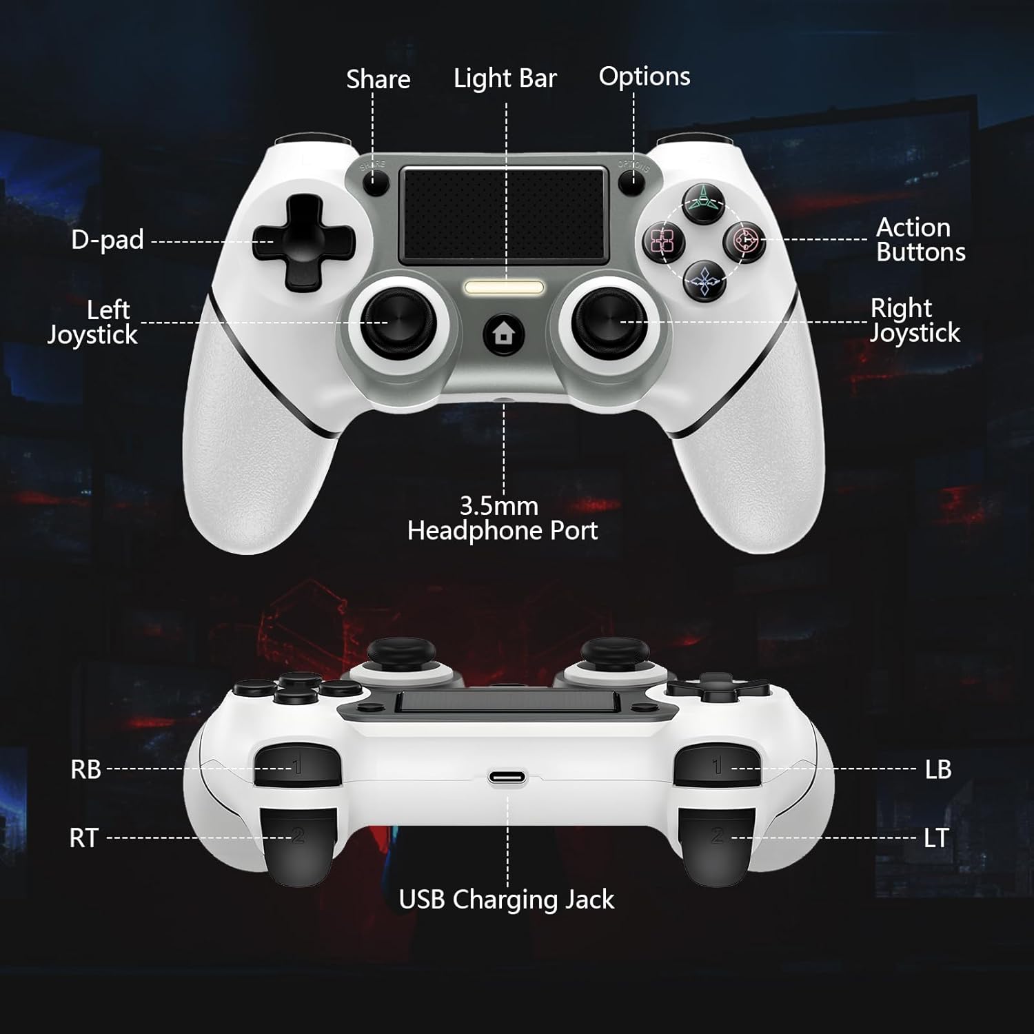 Detalle 2 de Wireless PS4 Controller 1000mAh
