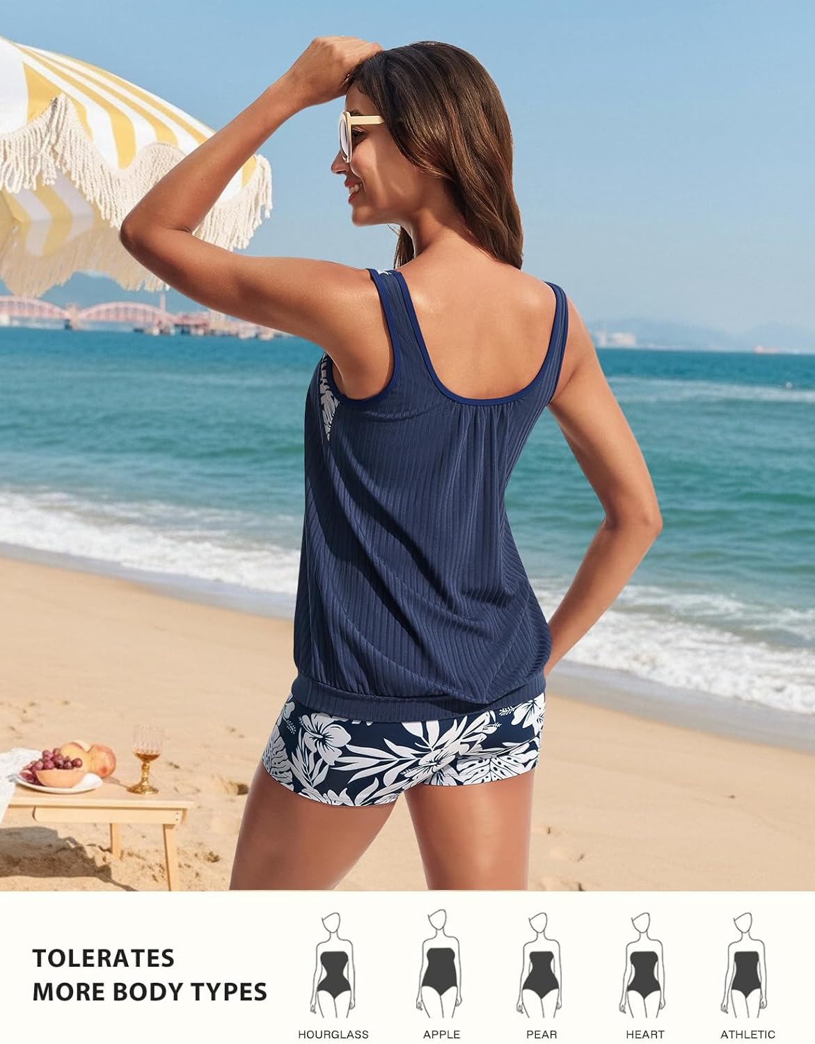 Thumbnail 1 de Hanna Nikole ensemble tankini sportif 2 pièces : haut rembourré et short, motif floral