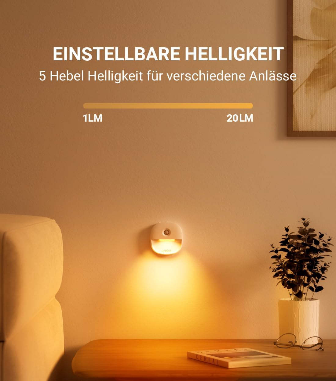 Detalle 2 de Lyridz Nachtlicht Bewegungsmelder 500 mAh