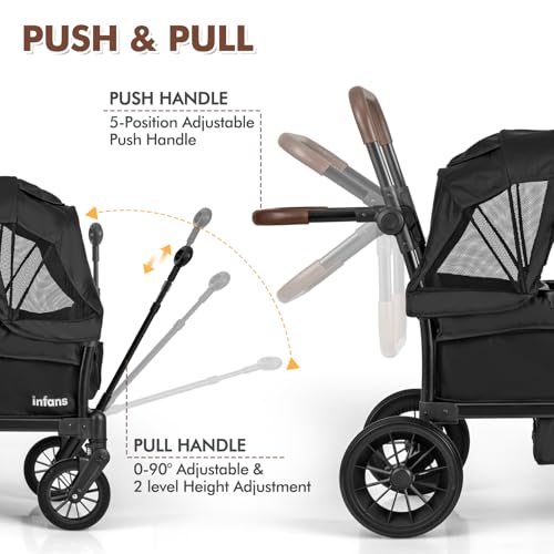 Thumbnail 2 de INFANS Wagon Stroller for 2 Kids with Removable Canopy 🚼