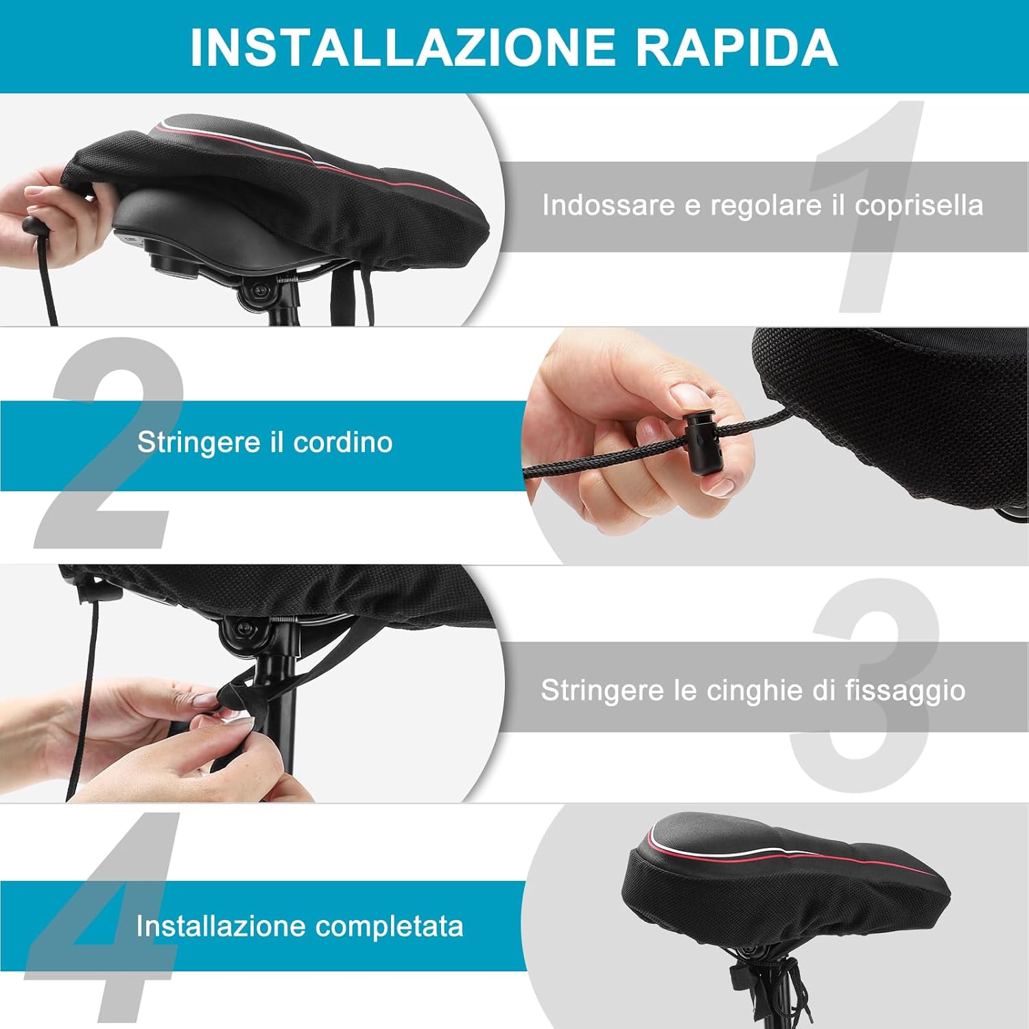 Thumbnail 5 de TECHCYC Coprisella Bici – Coprisella Cyclette in Memory Foam a Doppio Strato (26×25 cm) per Uomo e Donna