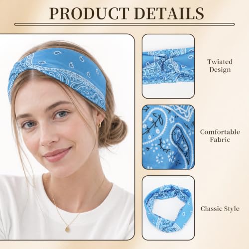 Detalle de 8 Wide Headbands for Women's Hair by TianFukj – Bohemian, Sweat-Absorbing and Versatile