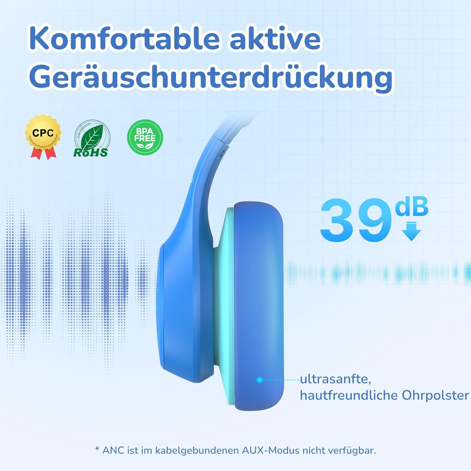 Detalle 2 de EarFun Bluetooth Kinder Kopfhörer 120H Akku