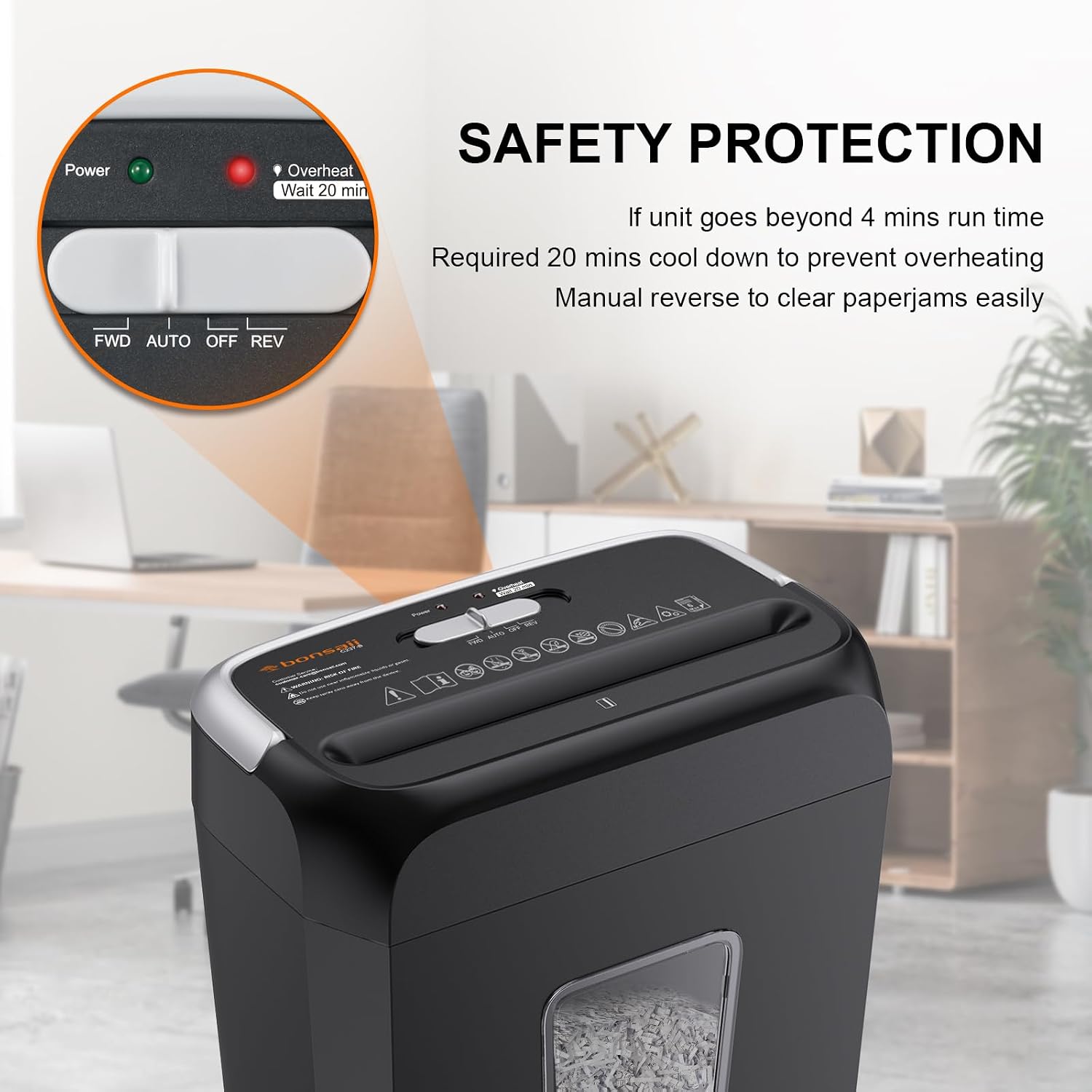 Thumbnail 3 de Bonsaii C237-B 6-Sheet Cross-Cut Paper Shredder, P-4, 3.4-Gallon Bin