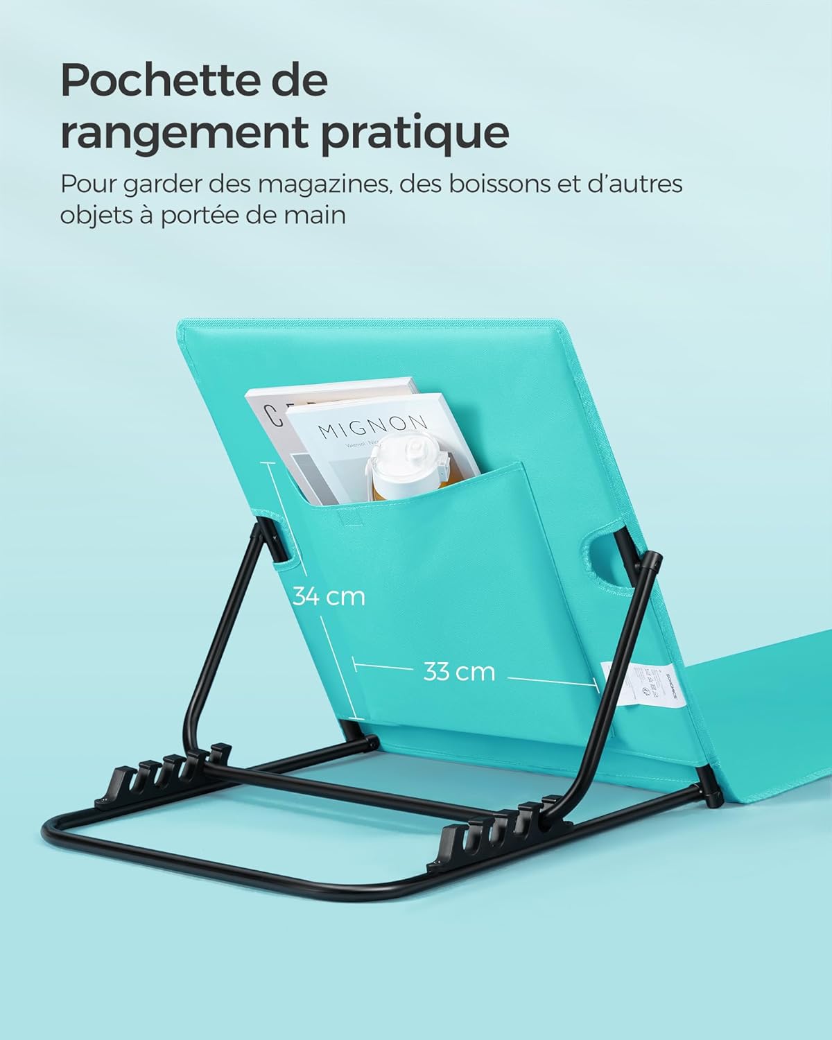 Thumbnail 6 de SONGMICS Chaises longues de plage GCB251C01 (lot de 2), transats pliants avec appui-tête et dossier inclinable