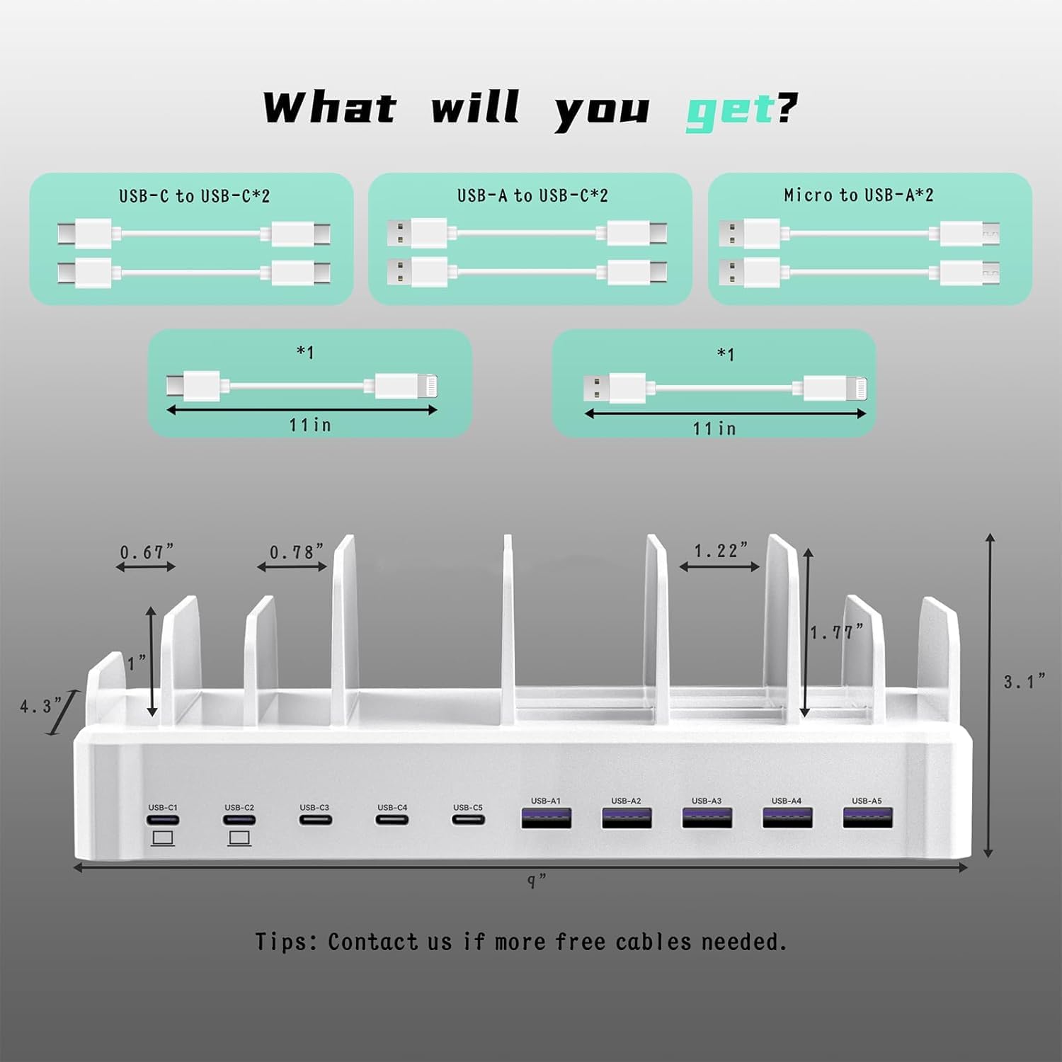 Thumbnail 6 de Zobirez M10 420W 10-Port USB Charging Station with Dual 65W USB-C
