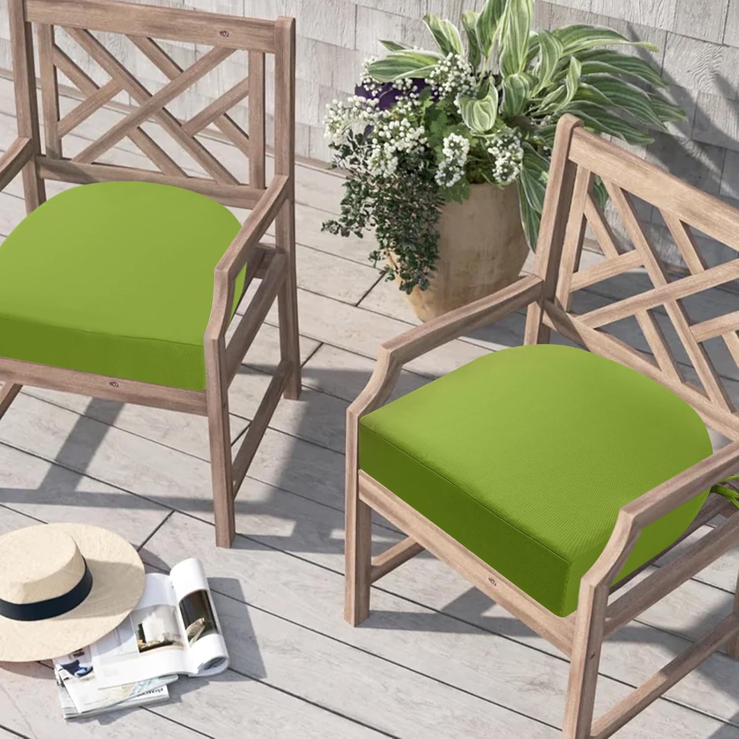 Thumbnail 3 de PrimePATIO Outdoor Garden Chair Cushions (Set of 2) – 7cm Thick, 40 x 40cm, Green
