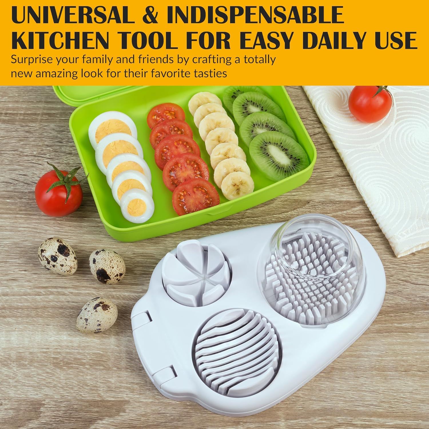 Detalle de CraftyCrocodile Egg Slicer for Hard Boiled Eggs (3 Slice Modes) Stainless Steel Egg Cutter
