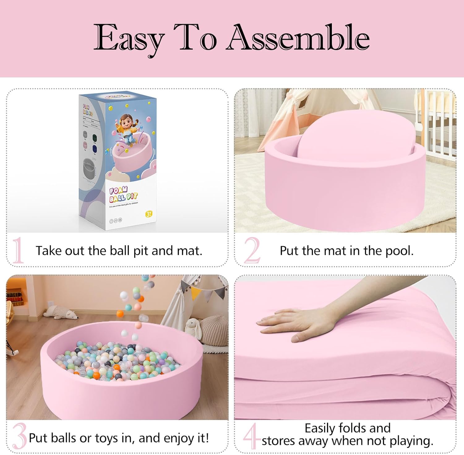 Detalle de SHJADE Baby Ball Pit 35.4" Soft Foam Playpen