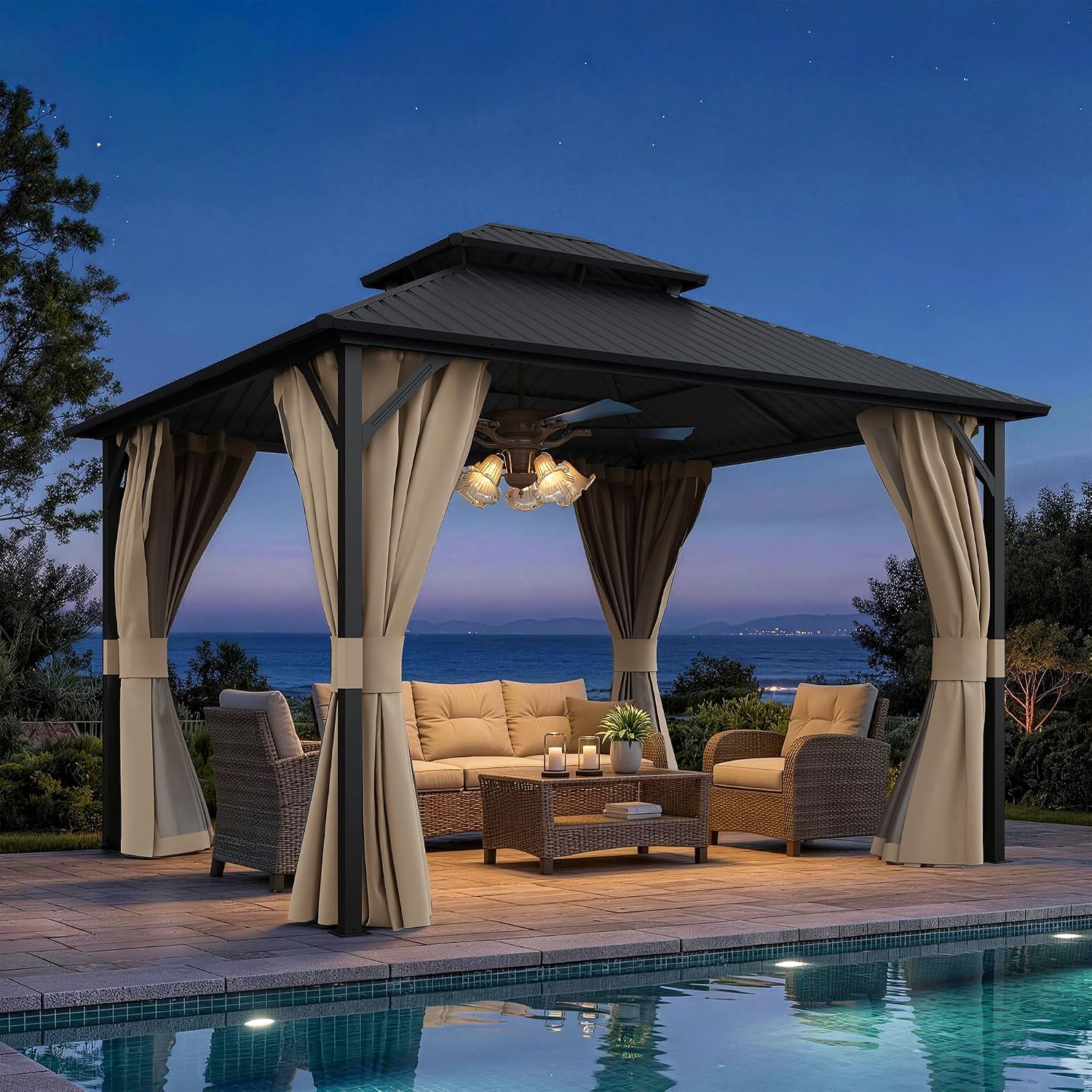 Thumbnail 6 de Amopatio Hardtop Gazebo 10x12FT