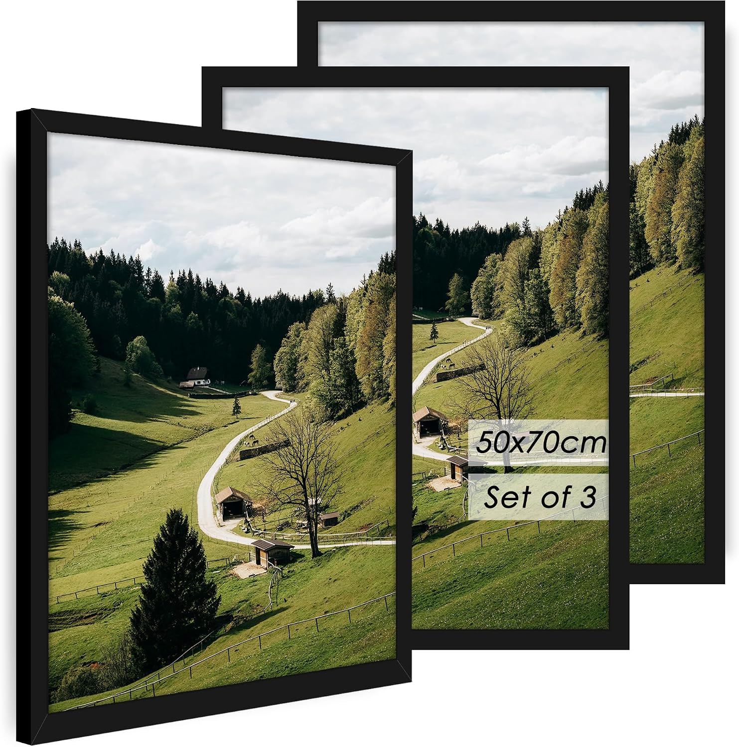 Detalle de QPQIYIY Bilderrahmen 50x70 cm 3er Set Schwarz