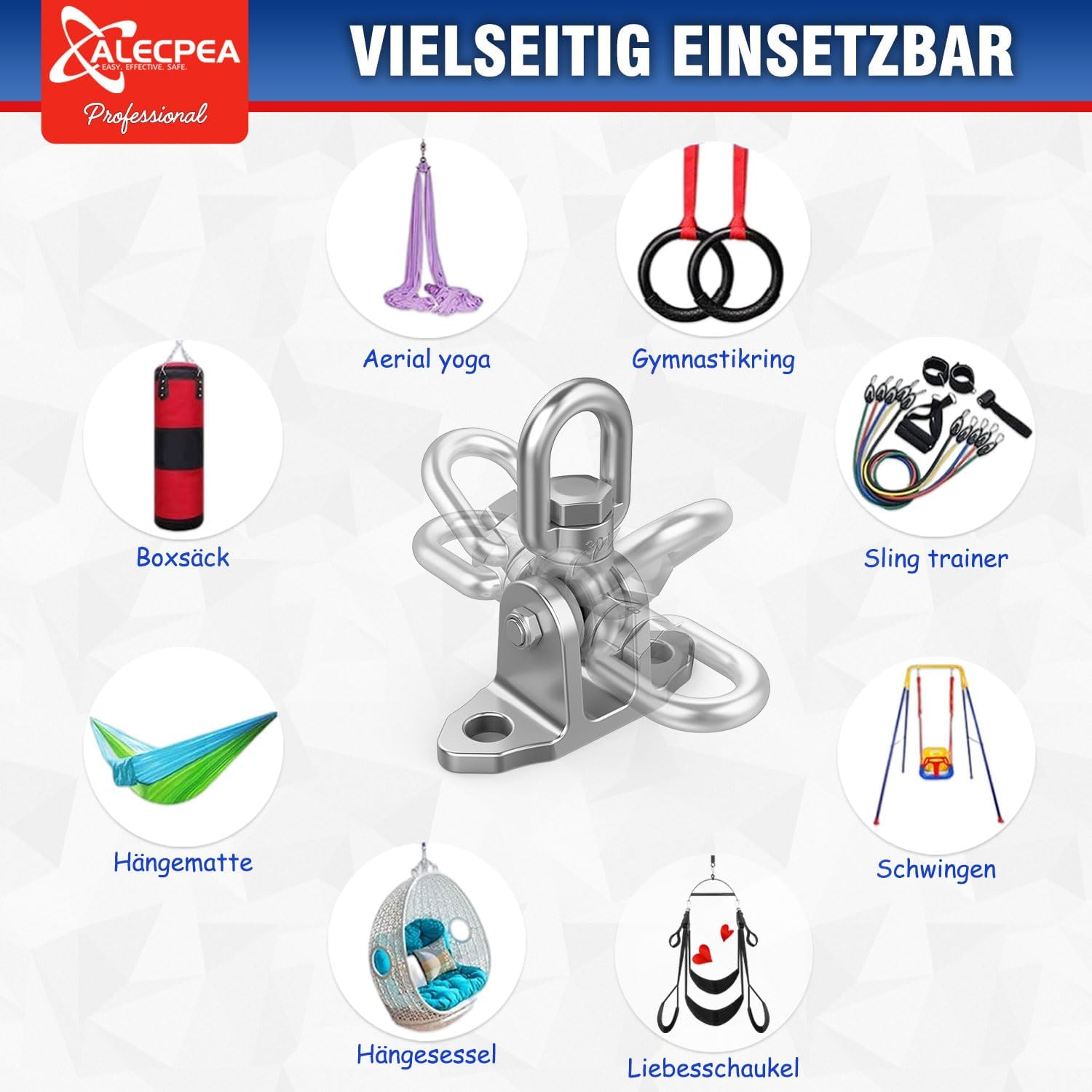 Detalle 2 de ALECPEA 360°Drehbar Schaukelhaken 450 kg đȘ