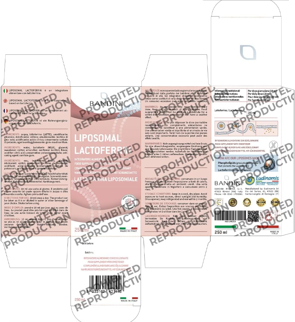 Thumbnail 6 de BANDINI Lactoferrine Liposomaal 250 ml vloeibaar supplement, vegan en kersensmaak