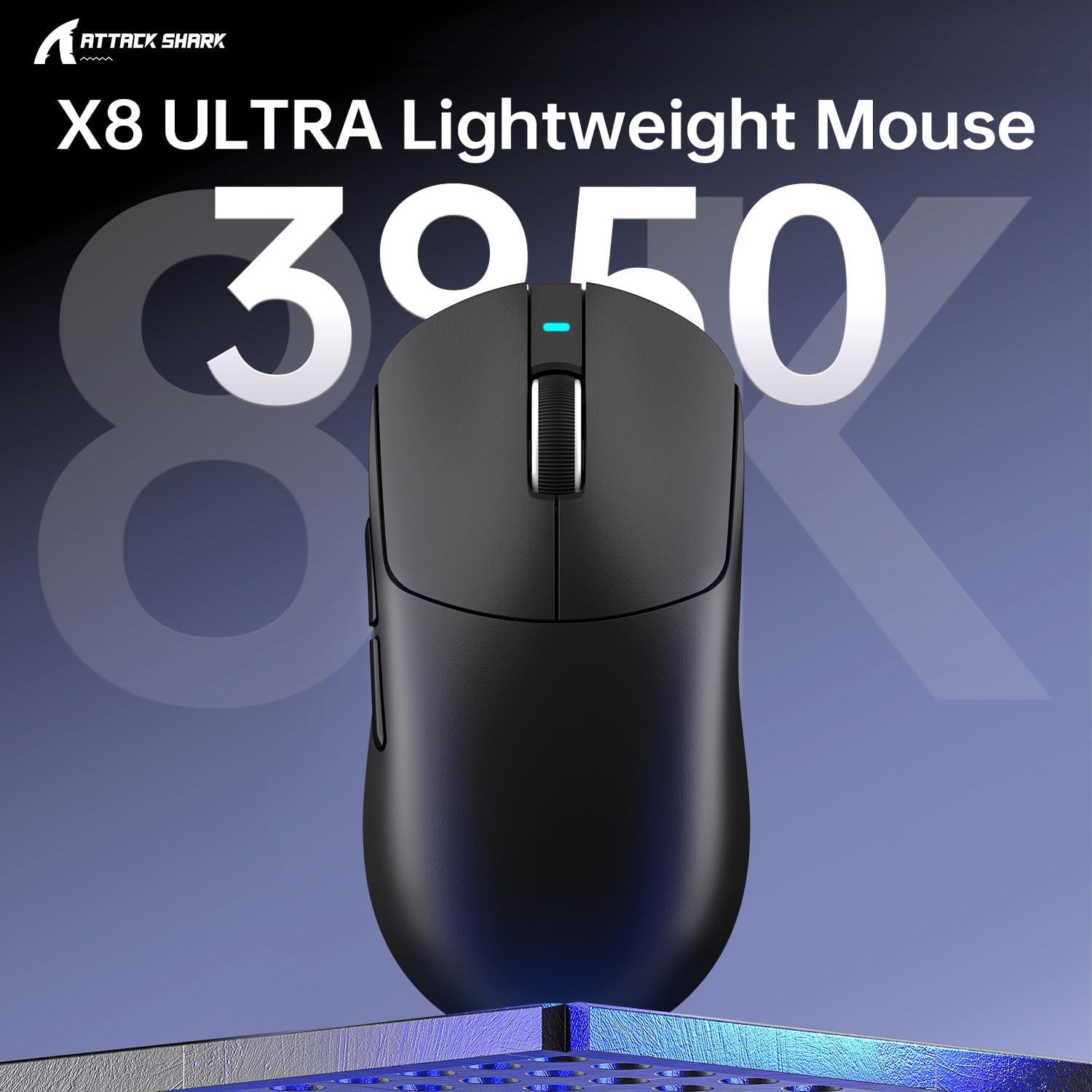 Detalle 2 de ATTACK SHARK X8ULTRA Gaming-Maus (55 g) für große Hände – 55g Superlight, PixArt PAW3950MAX, 3 Modi (BT/2.4 GHz/USB-C), bis 42.000 DPI