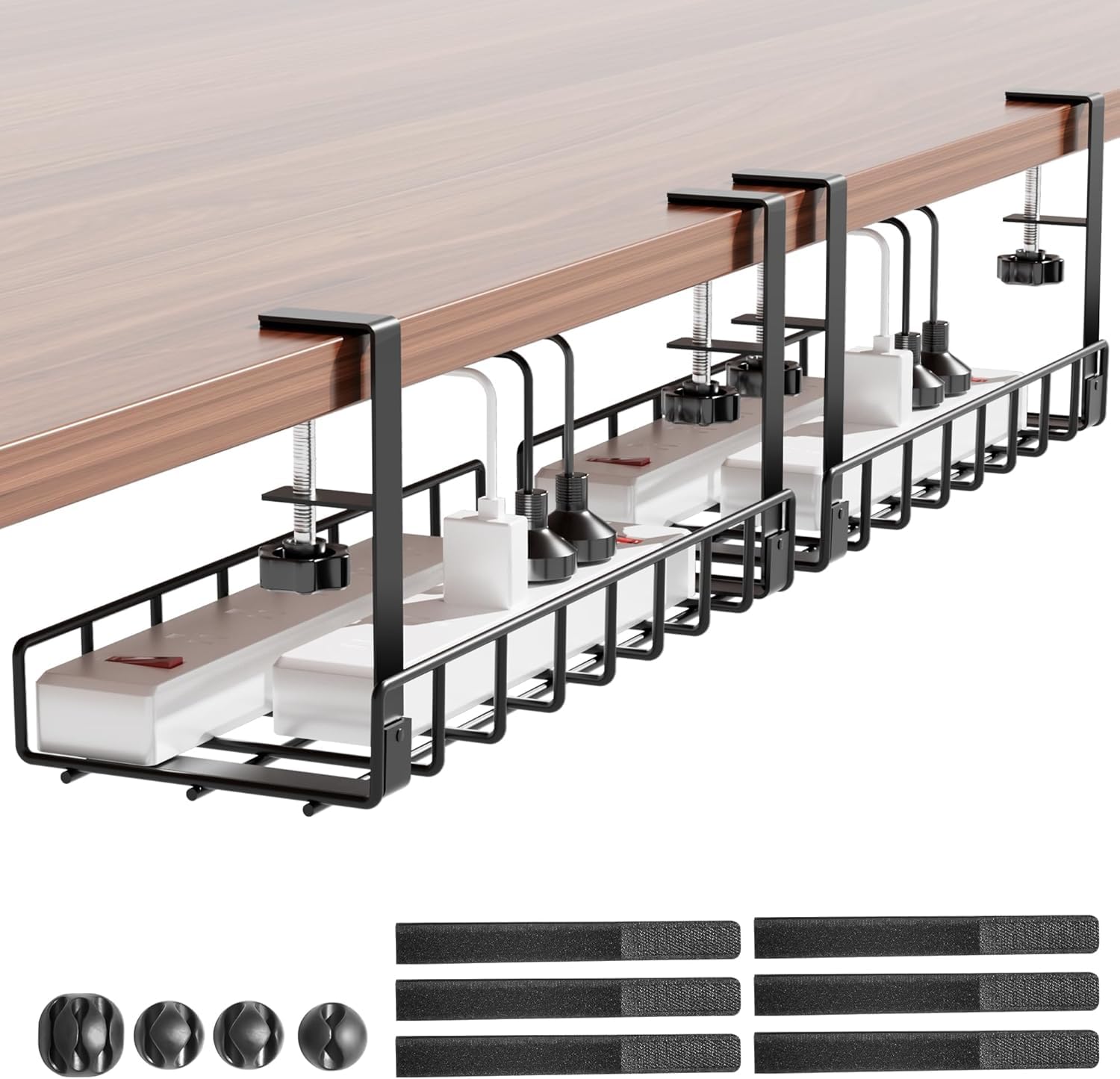 Thumbnail 6 de Xpatee Kabelmanagement unter dem Schreibtisch – 2er-Set klemmbares Kabelkanal-System (ohne Bohren), weiß