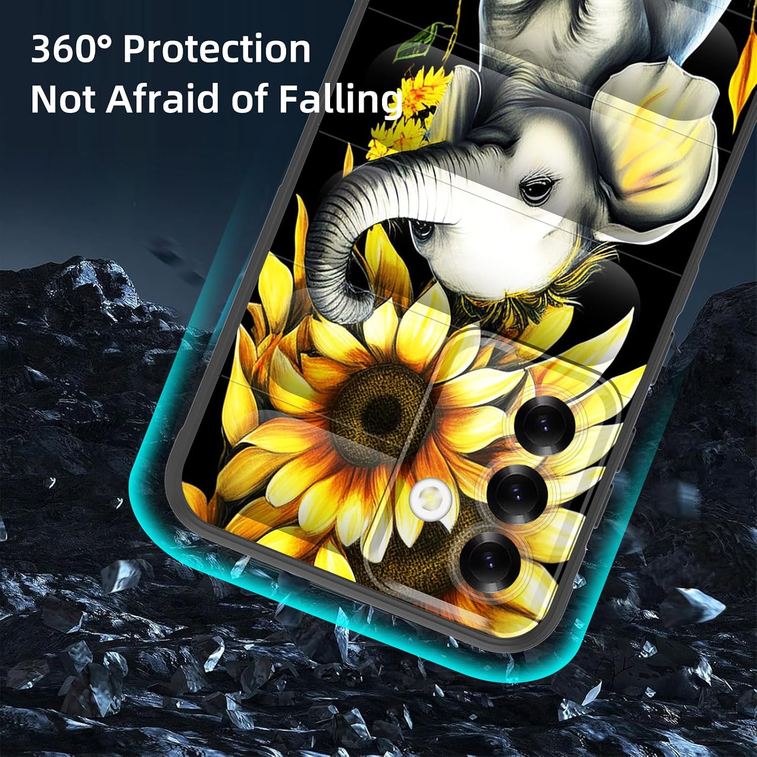 Detalle de CICPLKSE BS-HD-FBA-Galaxy A17 5G-9 Silicone Case, Elephant Sunflower