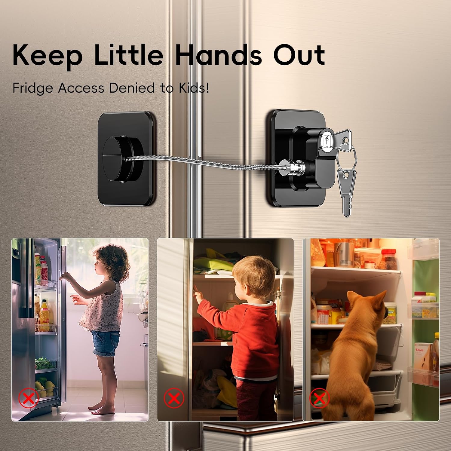 Thumbnail 1 de 2 Pack Refrigerator Locks: Child Proof Door Locks for Fridge, Cabinets and More (No Tools, Peel‑and‑Stick)