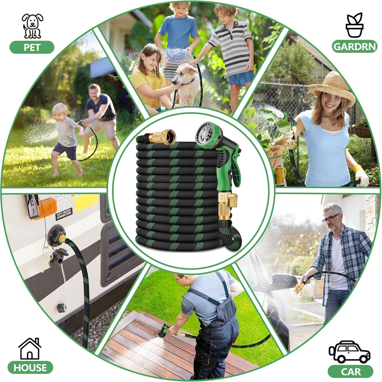 Thumbnail 6 de 50 FT Non-Expandable Garden Hose — 2026 Upgraded Ultra-Light, Anti-Kink, 10-Pattern Nozzle