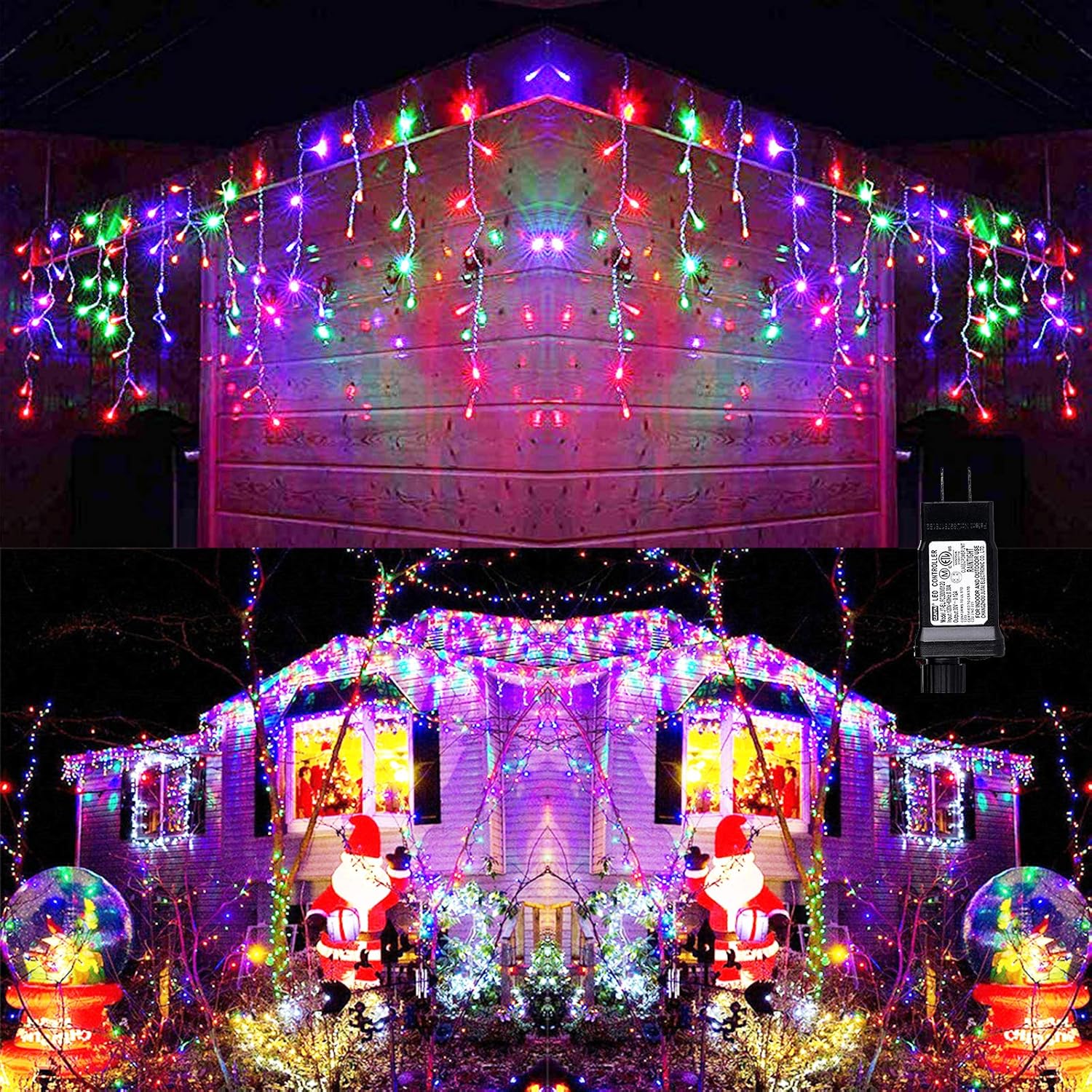 Detalle de Toodour JT-EL/FC300V0200 Multicolor LED Icicle Lights, 360 LEDs, 8 Modes