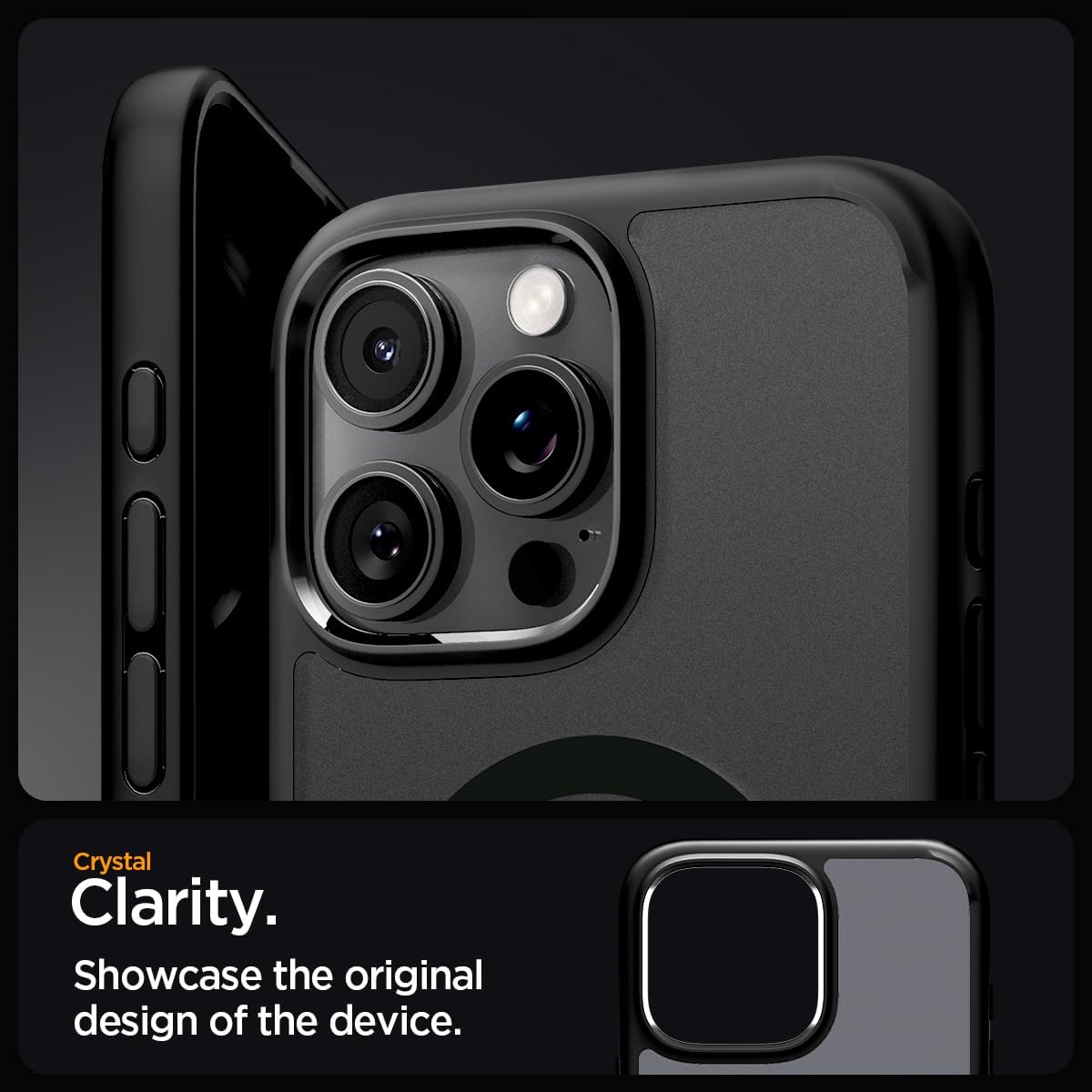 Detalle 2 de Spigen Ultra Hybrid MagFit pour iPhone 16 Pro Max (MagSafe) – coque semi-transparente Frost Noir
