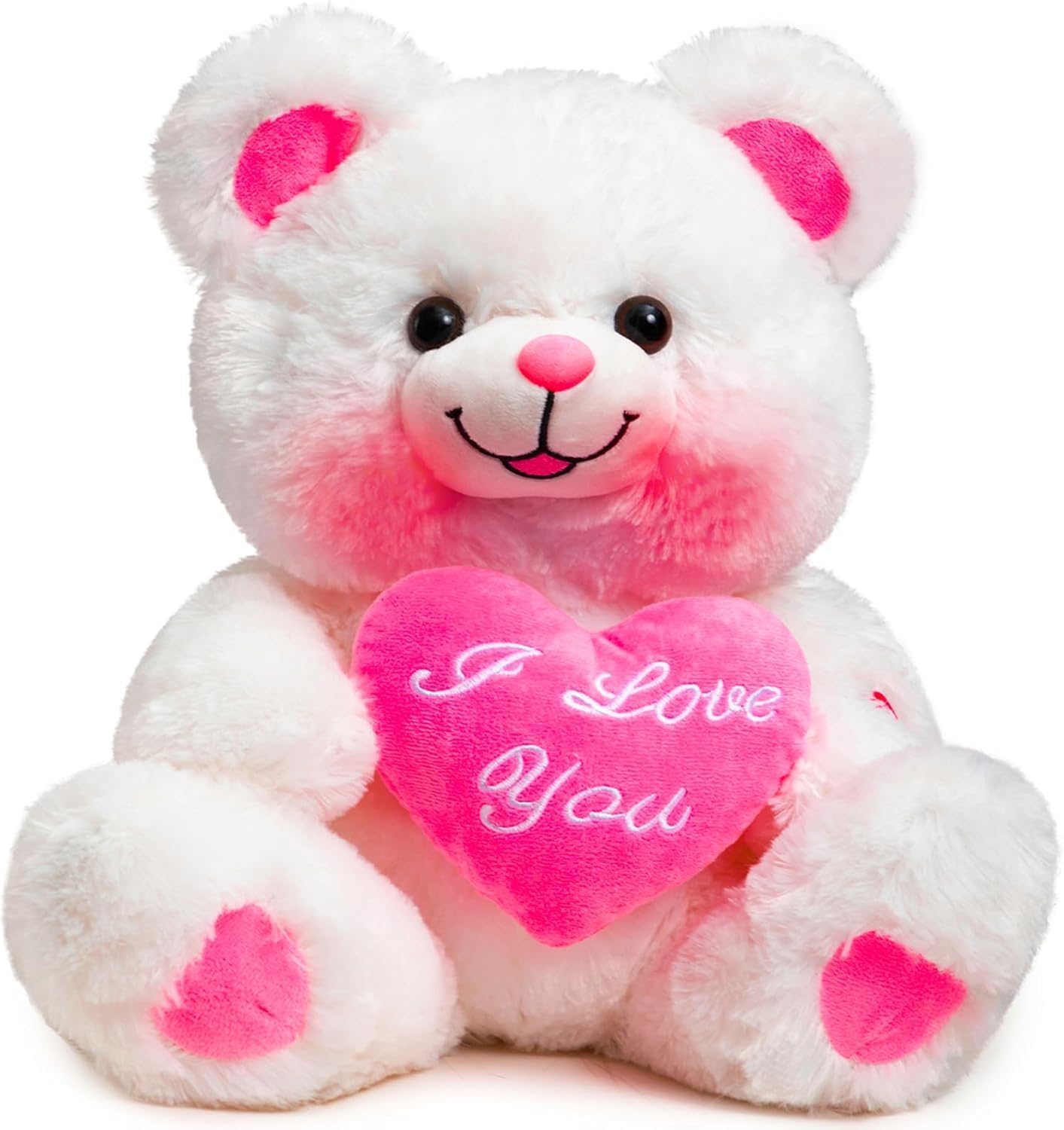 Detalle de BEJOY Teddy Bear with Pink Heart Plush – 13-inch Light-Up Love Message