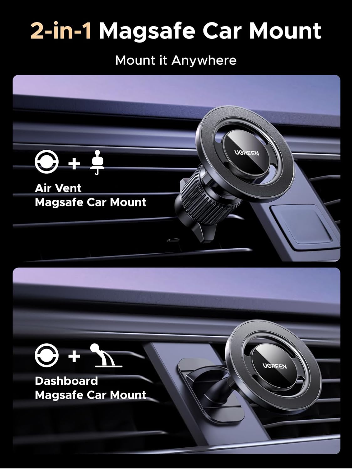 Thumbnail 1 de UGREEN Magsafe Car Mount 360° rotatable