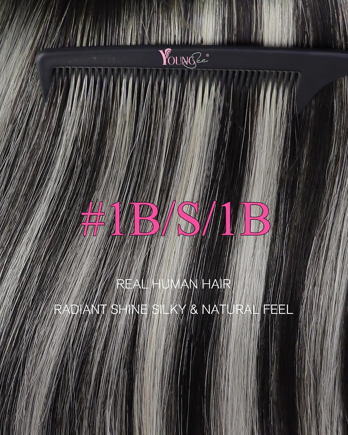 Detalle de YoungSee Tape Extensions Echthaar Ombre – 60 cm, Remy Echthaar, 50 g, 1B/S/1B