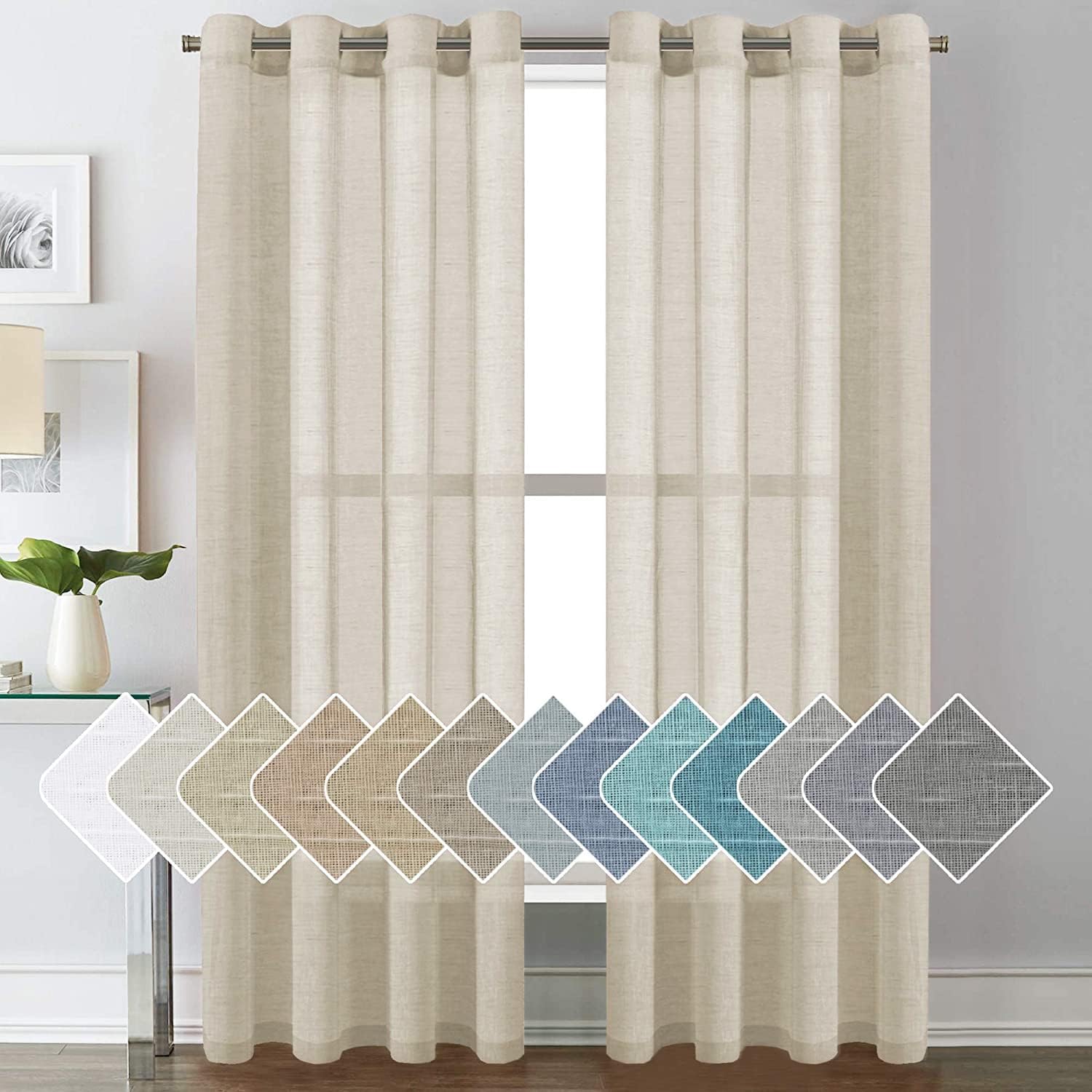 Detalle de H.VERSAILTEX Linen Curtains 52x84 inch