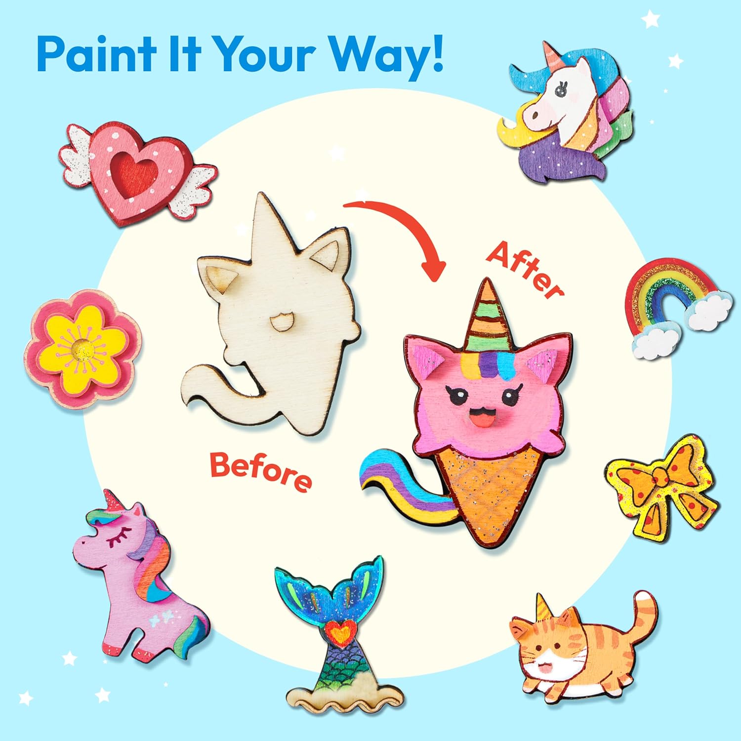 Thumbnail 3 de JOYIN 12PCS Wooden Magnets DIY Painting Kit (fantasy craft set for kids 3+)