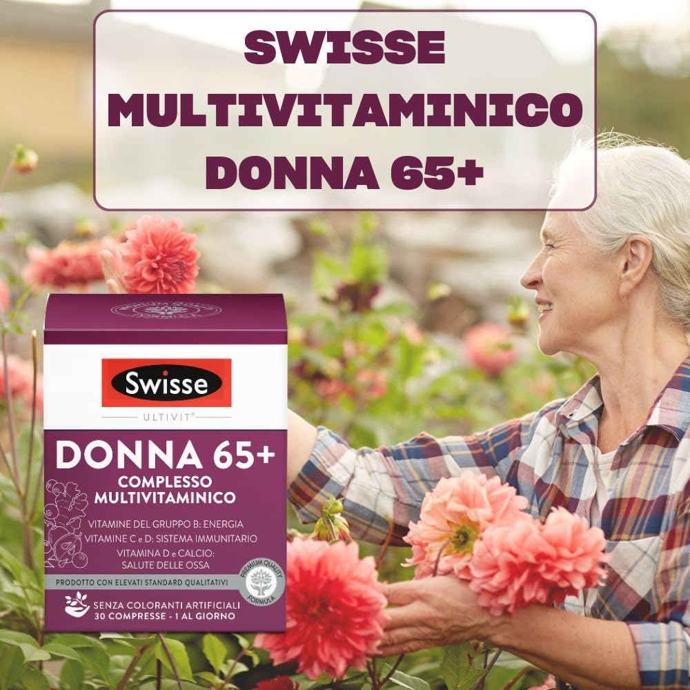 Detalle 2 de Swisse Donna 65+ Multivitaminico: Integratore Multinutriente per Donne Over 65, 30 Compresse