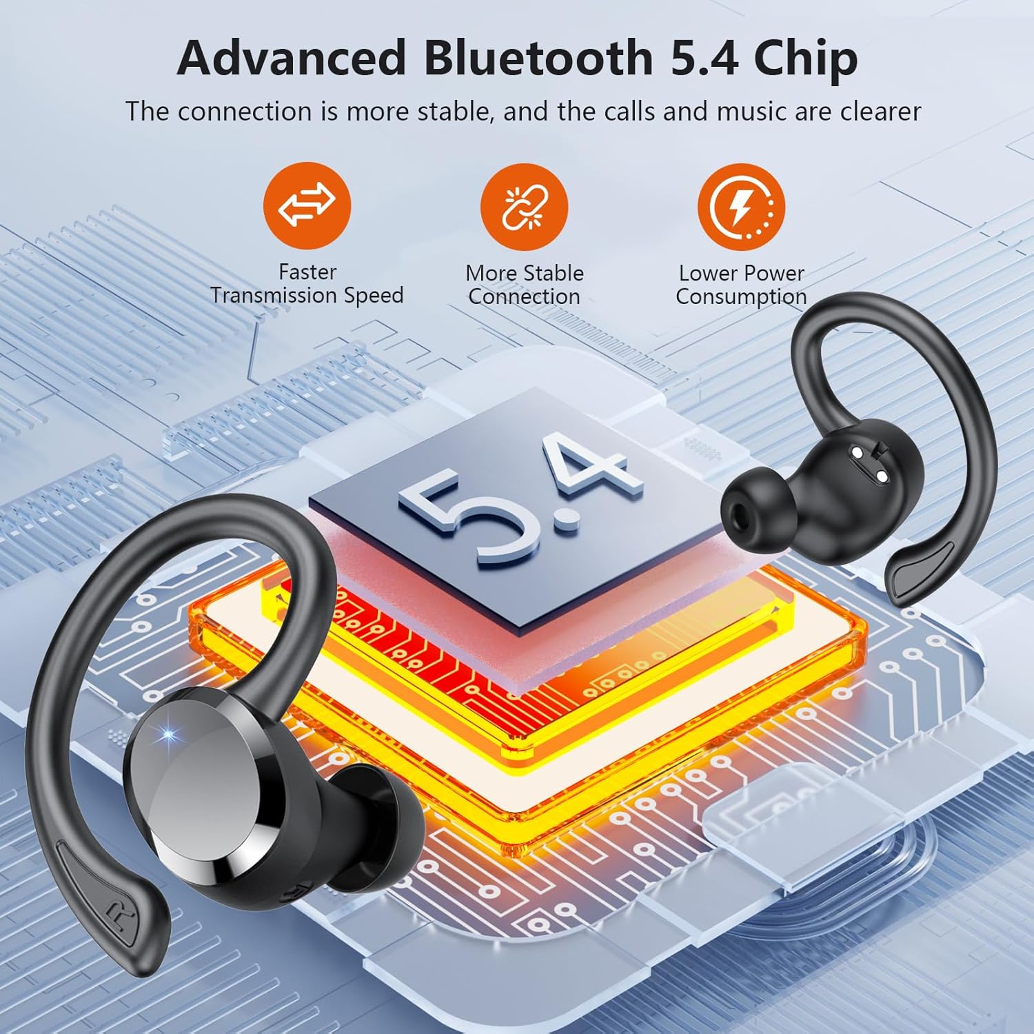 Thumbnail 1 de Bluetooth Kopfhörer Sport Q38: Kabellose, IPX7, 54 Stunden Wiedergabe, LED-Anzeige