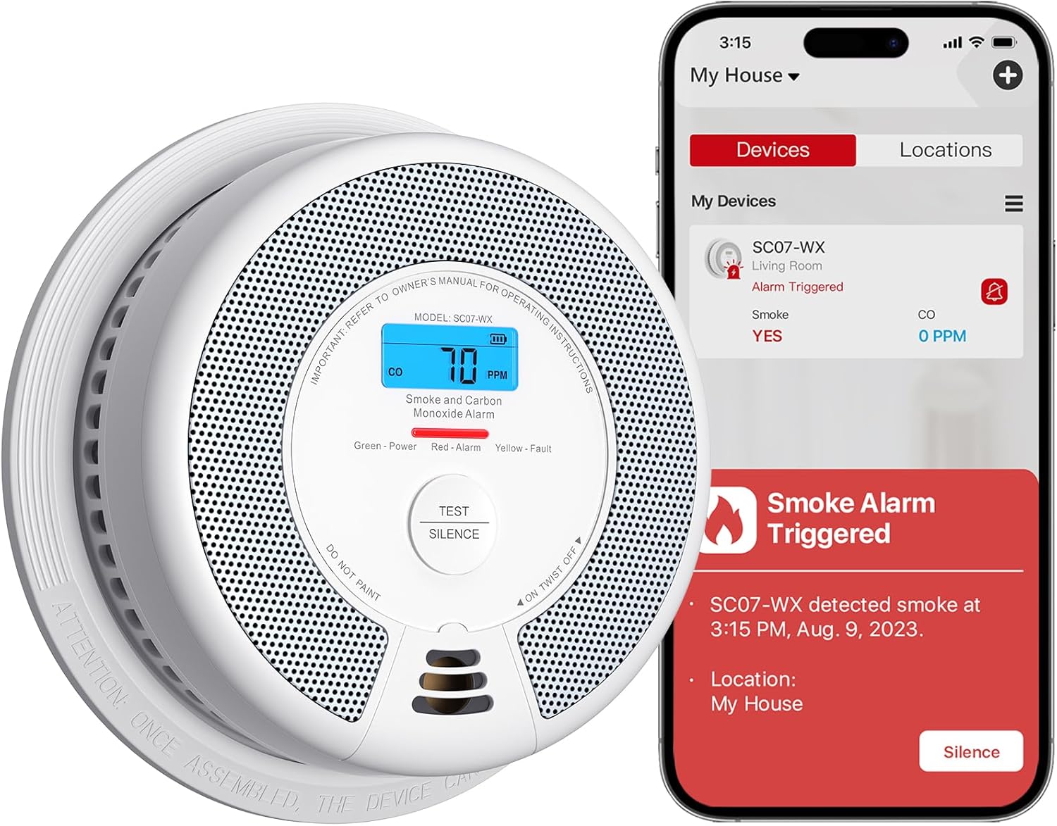 Detalle de X-Sense SC07-WX Wi‑Fi Combination Smoke and CO Alarm (1‑Pack) – a pragmatic UK review