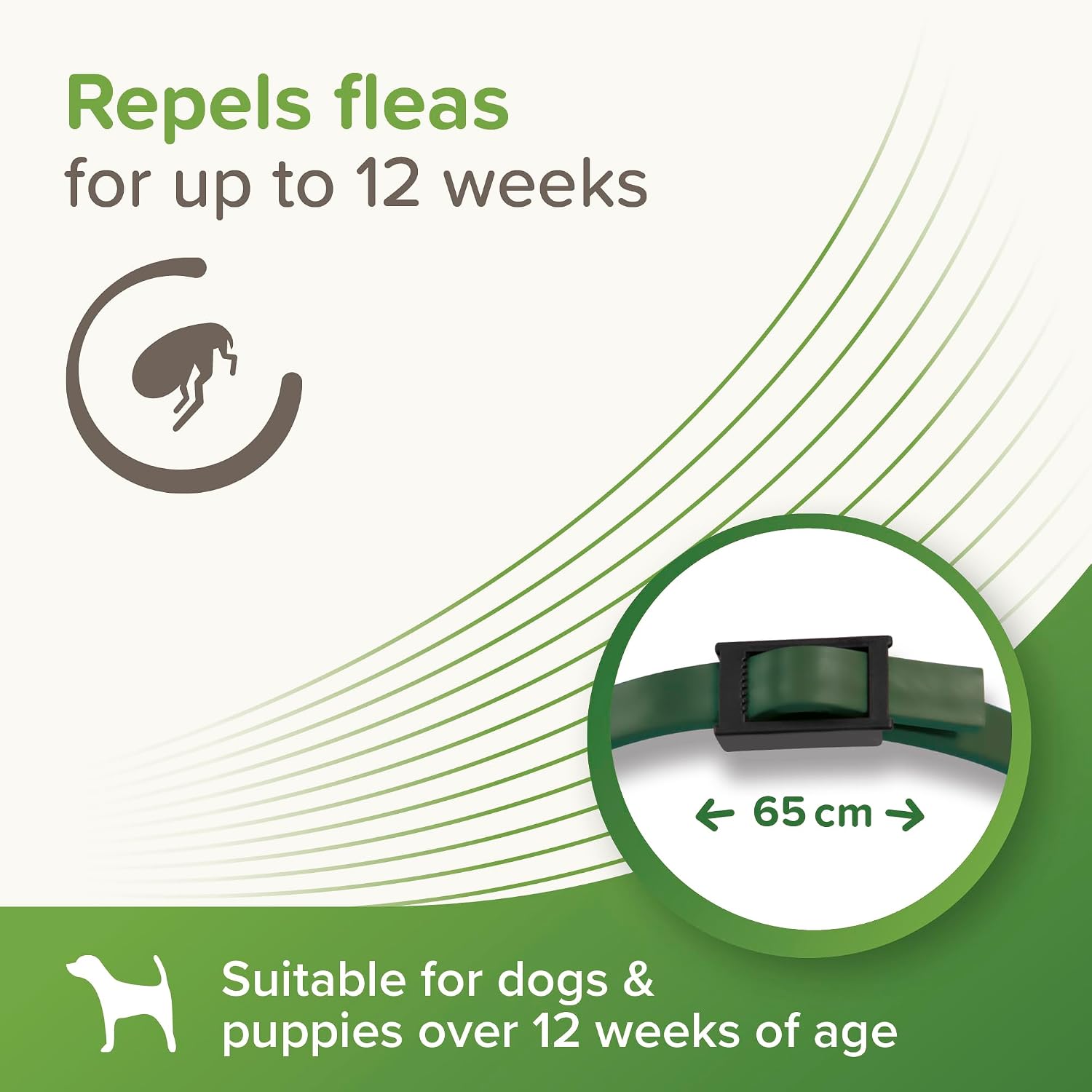Detalle de Beaphar VETOpure Dog Flea Repellent Collar – 65cm, Plant-Based Protection for 12 Weeks