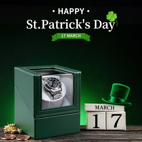 Thumbnail 5 de TOPWAY Automatic Single Watch Winder with Green Leather Box and Quiet Japanese Motor