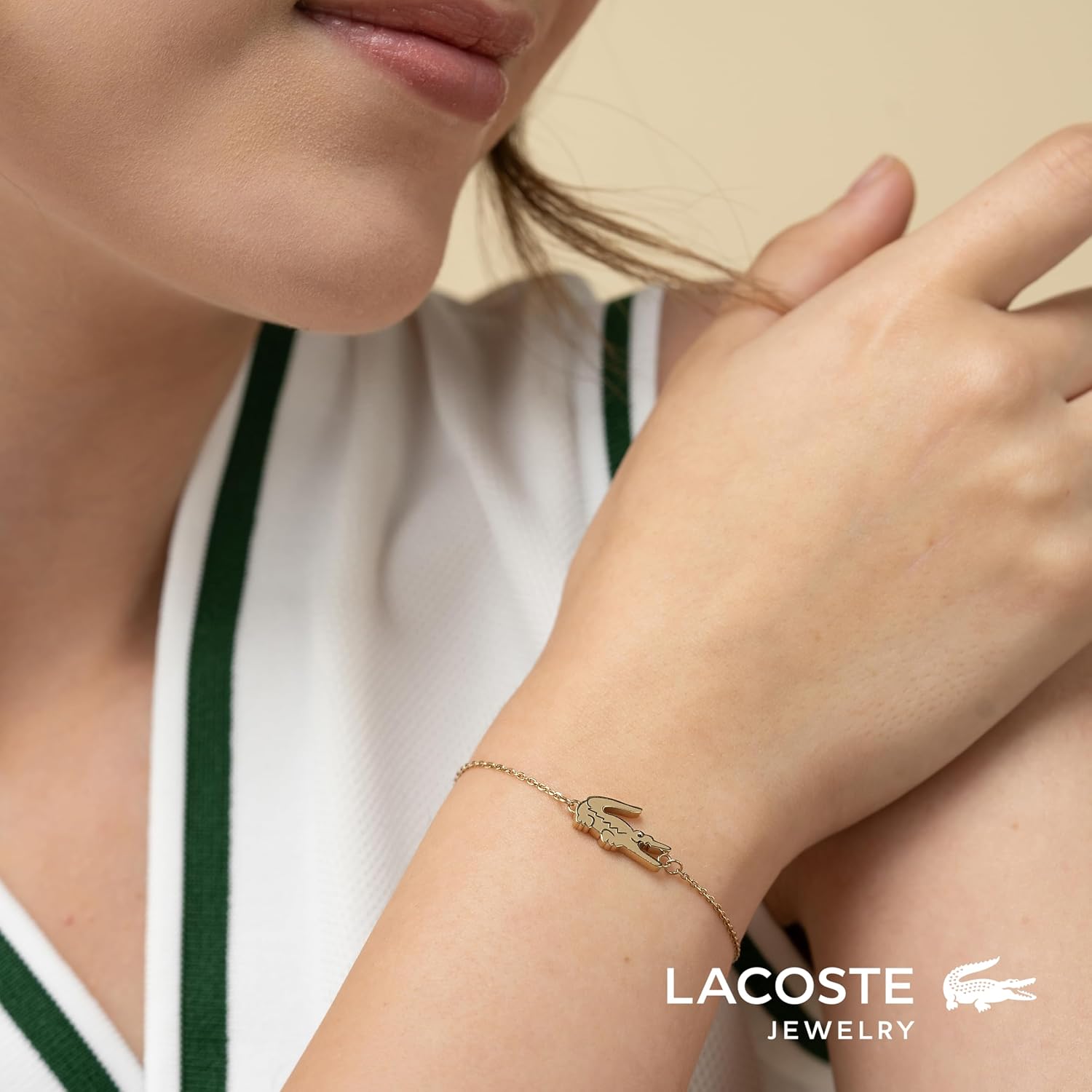 Detalle 2 de Lacoste Gliederarmband Damen – Crocodile Kollektion in Silber, Gelbgold oder Nelkengold