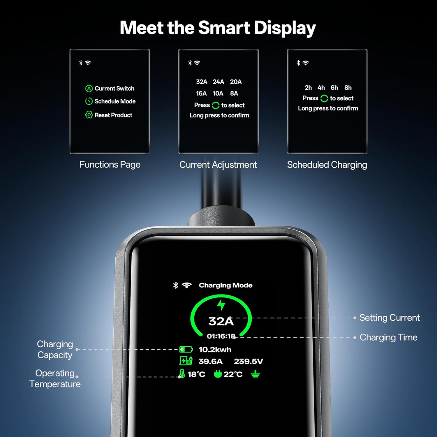 Thumbnail 4 de AIXINE Level 2 EV Charger with WiFi App — 32A, 25ft Cable, IP67, J1772 Compatible