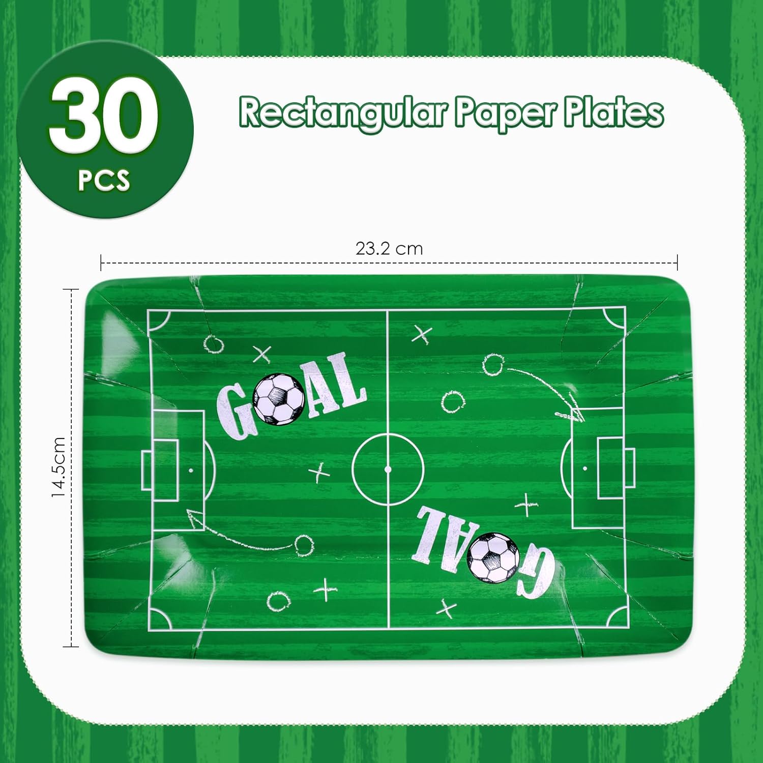 Thumbnail 1 de BFB 30 Rechteckig Pappteller Fußball – 23 x 14,5 cm, 30er Set