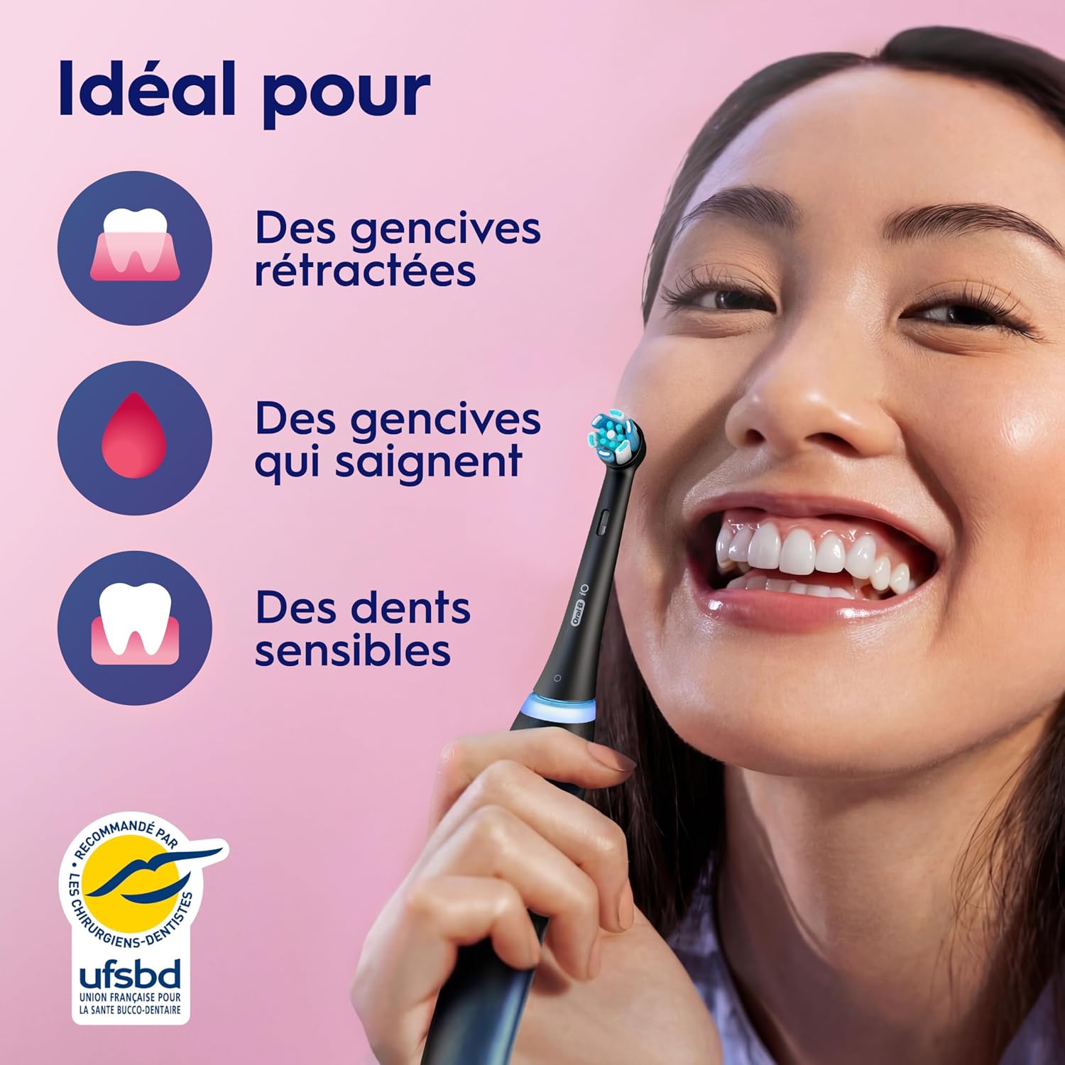 Thumbnail 4 de Oral-B iO 3 Duo with 4 Replacements Bristles – Noir et Rose, 3 modes, capteur de pression et étui