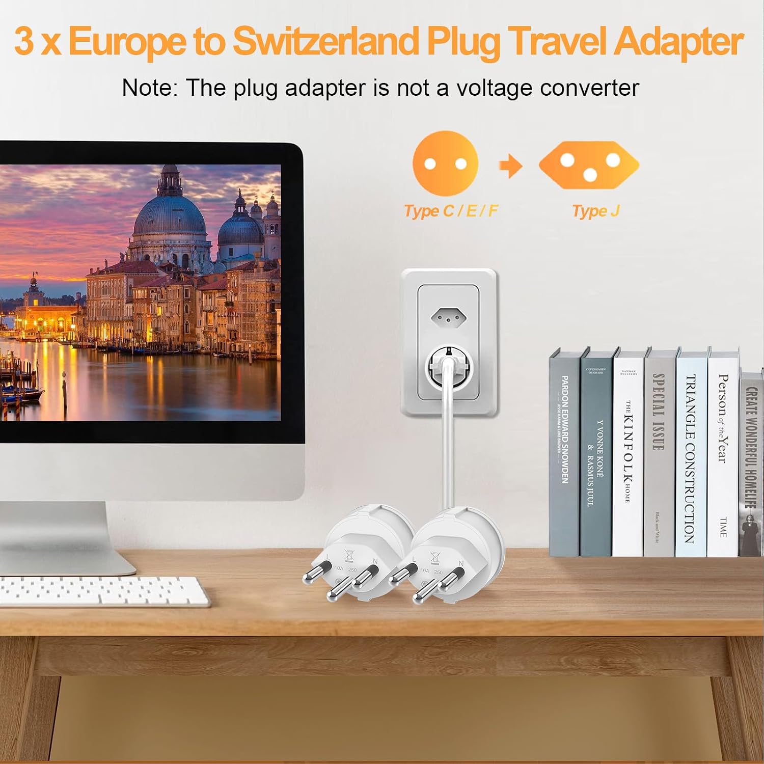 Thumbnail 1 de 3er-Set Schweiz Reiseadapter Typ J für Steckdosen