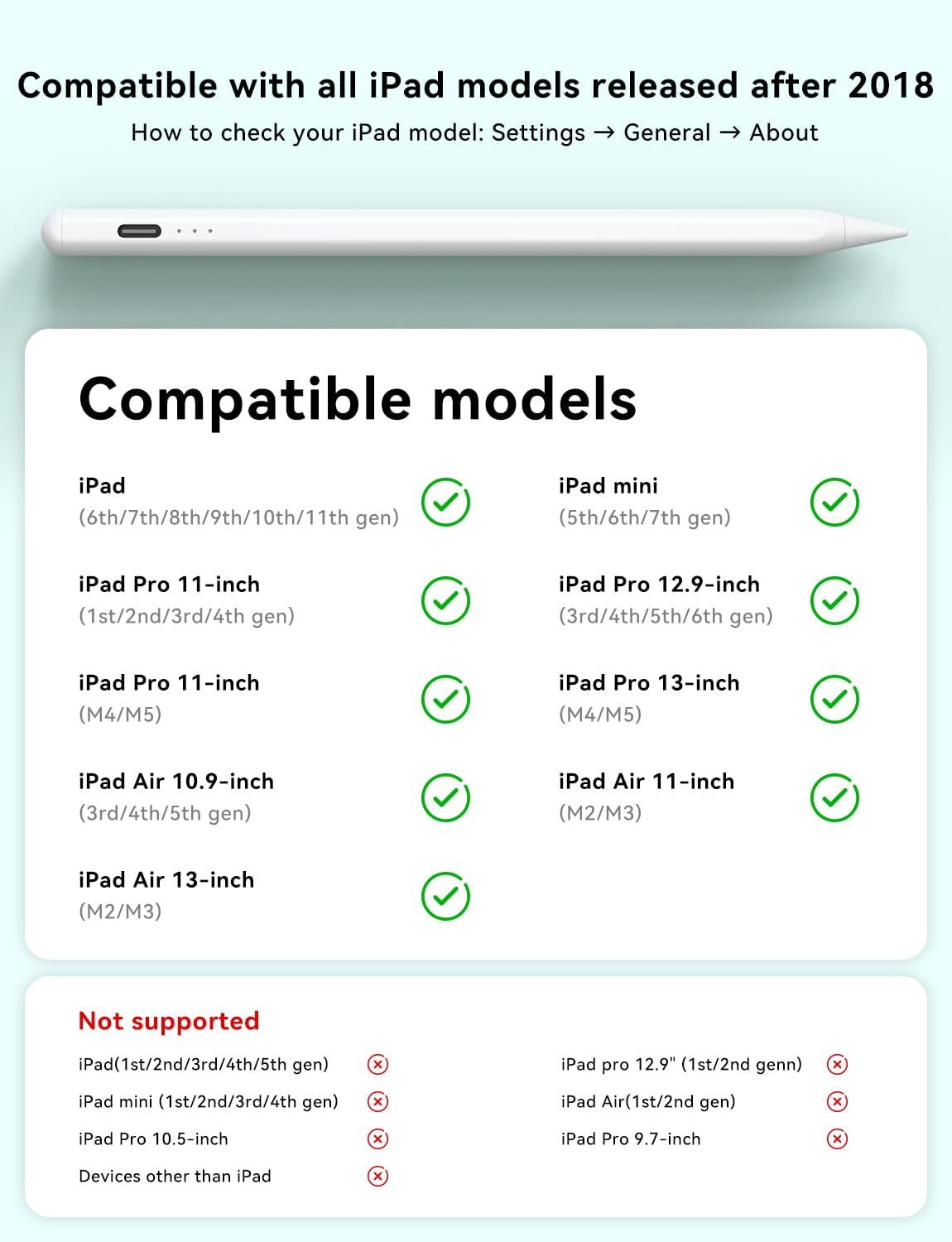 Thumbnail 5 de HJCE iPad Pencil USB-C 10h battery