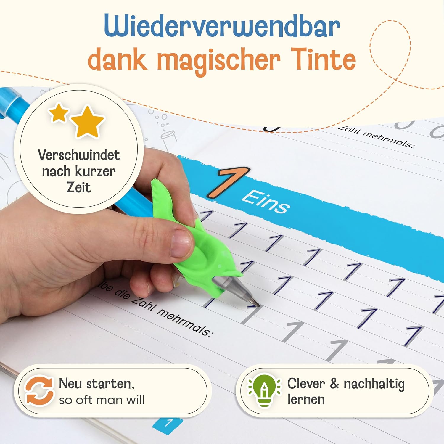 Detalle de Magische Übungshefte für Vorschule ab 5 Jahren – 5 Hefte, Stifte & Reusable Lernhefte