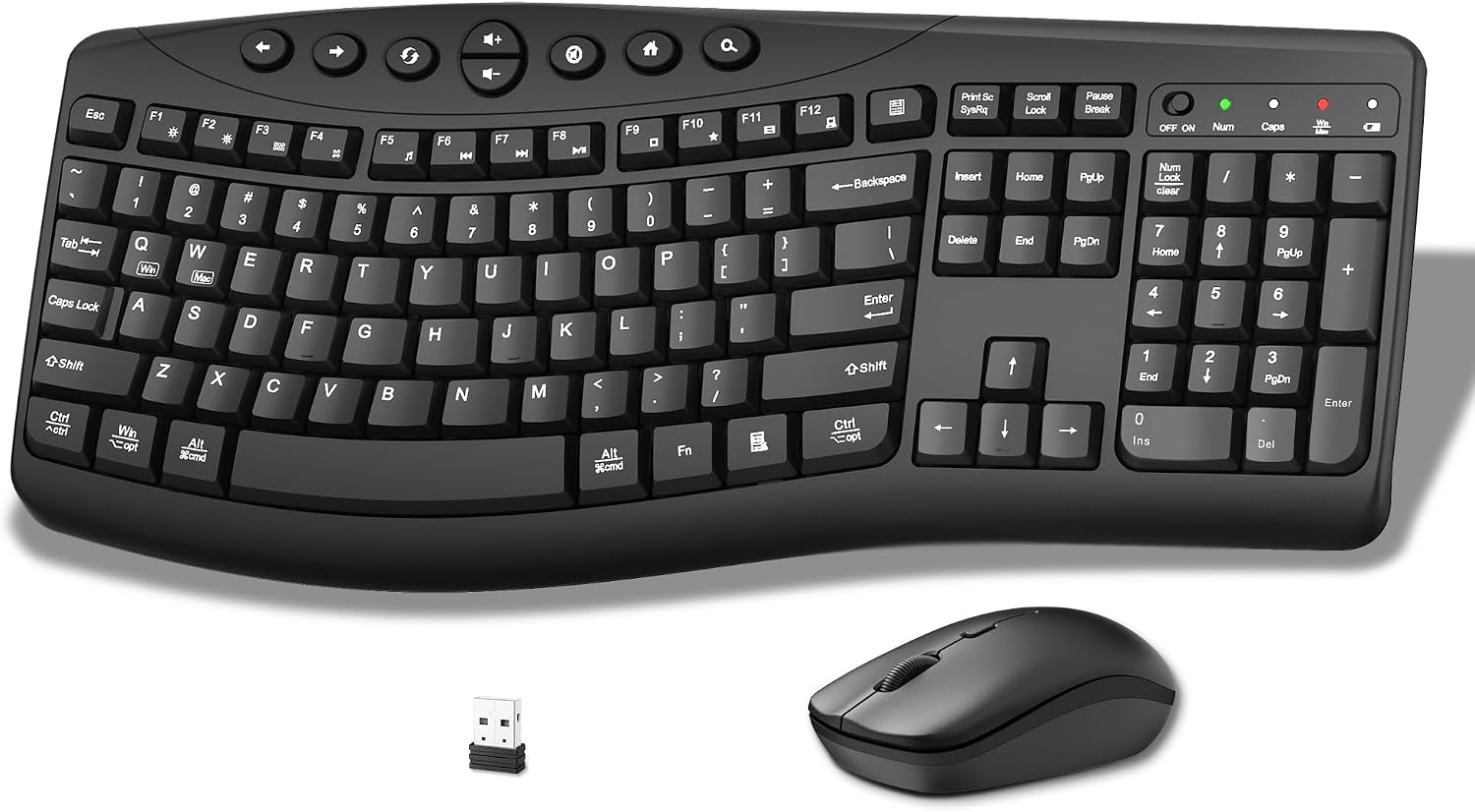 Detalle de Wireless Keyboard and Mouse Combo with Ergonomic Curved Design and Silent 2.4G Operation