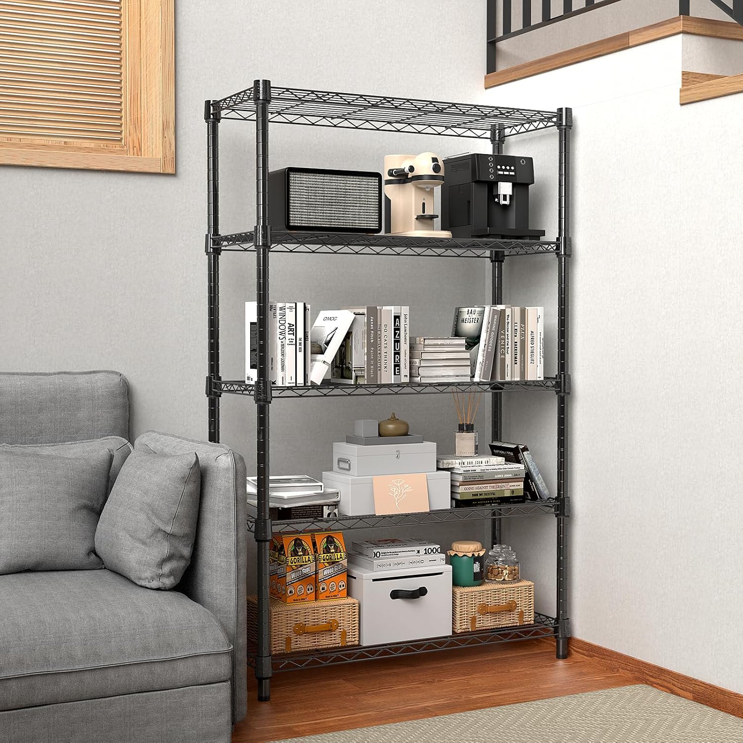Thumbnail 1 de M MZG 1250 lbs 5-Tier Steel Storage Shelving Unit (13.7"D x 23.6"W x 62.4"H) Wire Rack Organizer