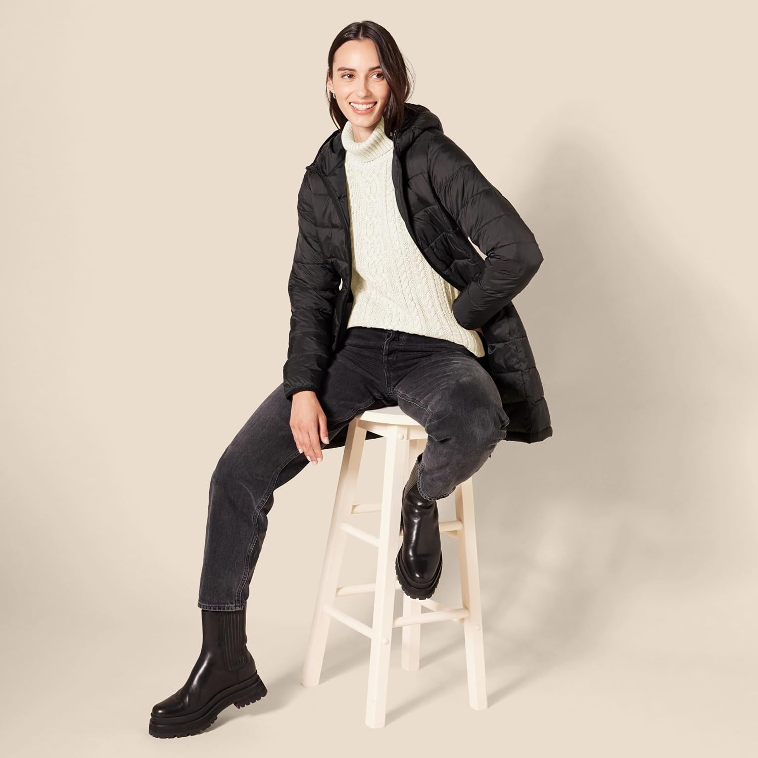 Detalle de Amazon Essentials Damen Leichter Rollkragenpullover mit Zopfmuster – Übergröße verfügbar