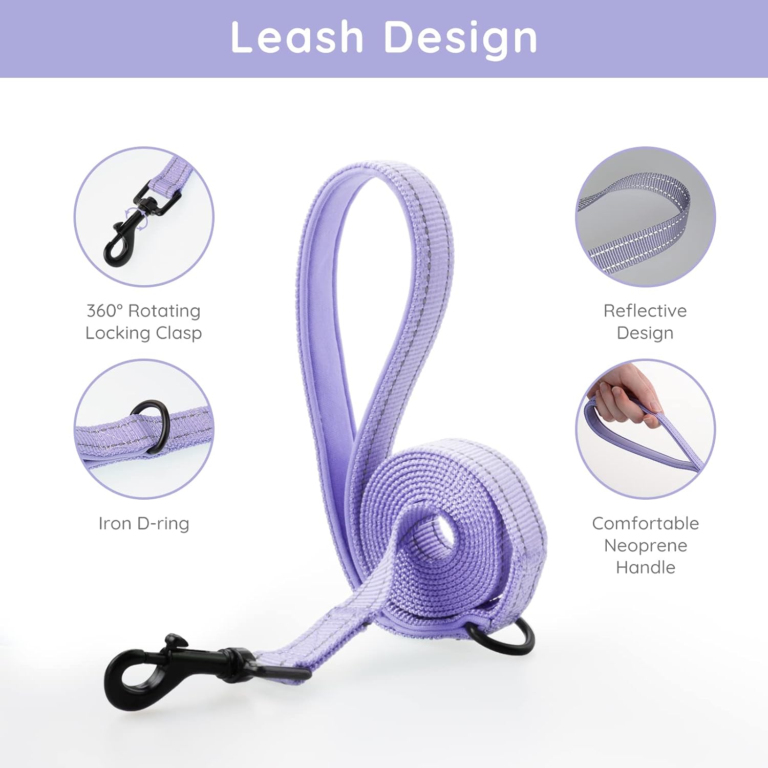 Detalle de BELLA & PAL Step-in Dog Harness and Leash Set (XXS, Purple) for Puppies and Extra Small Dogs