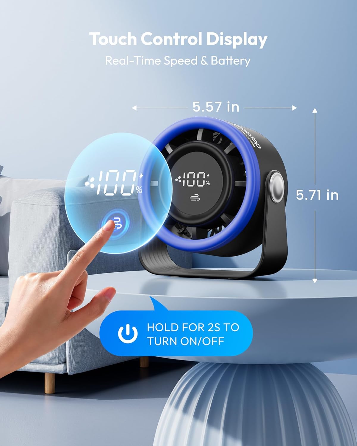 Thumbnail 1 de gaiatop Small Desk Fan Rechargeable – 5in Desktop Fan with 4000mAh Battery